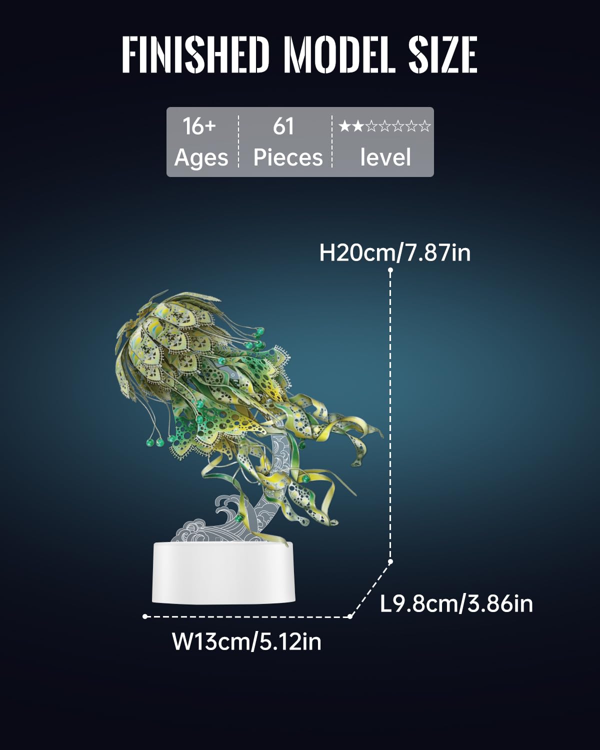 Piececool 3D Puzzle Metall Quallenlampe, Modellbausatz für Erwachsene, Metallpuzzle Erwachsen, 3D Puzzle für 430 Edelstahl 61 Teile (Grün, Grün)