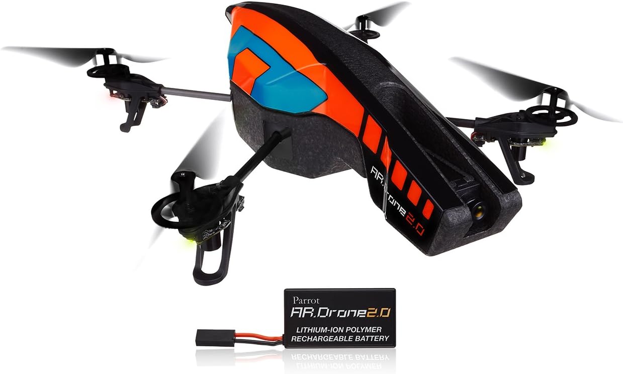 Parrot AR.Drone 2.0 Quadricopter with Replacement Battery for iPod touch, iPhone, iPad and Android Devices (Orange/Blue)