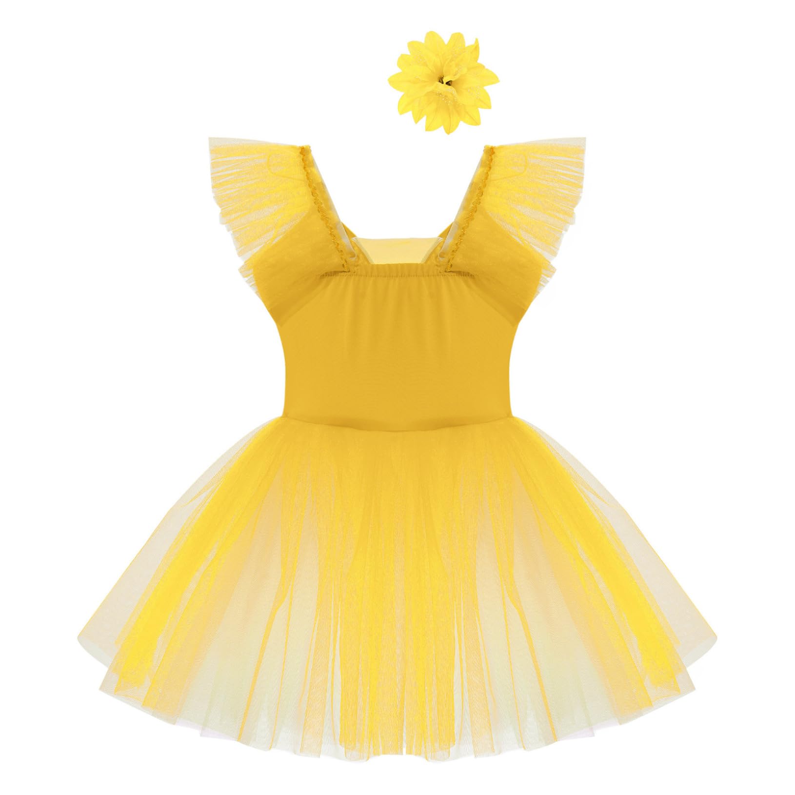 Freebily Vestito Tutu da Balletto per Ballo Bambina Ragazza Vestito da Danza Classica Ballerina Body da Pattinaggio Artistico + Copricapo Abito da Ballo Latino Ginnastica