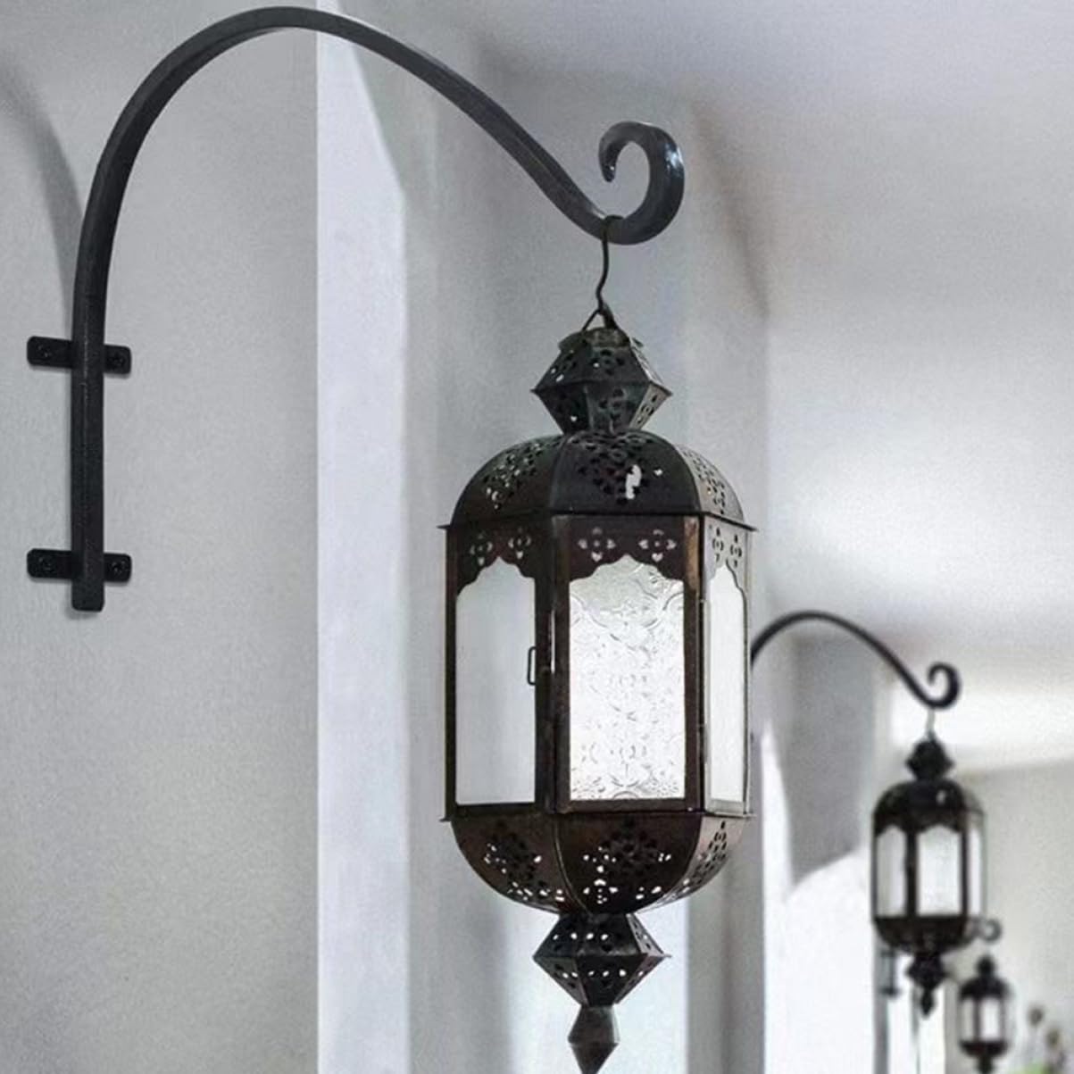 Mipcase Staffa per Fioriera Sospesa in Ferro Robusto, Set da 2 Ganci per Cesti Appesi da Parete, Supporto Portavasi per Balcone e Giardino, Facile da Installare, Resistente