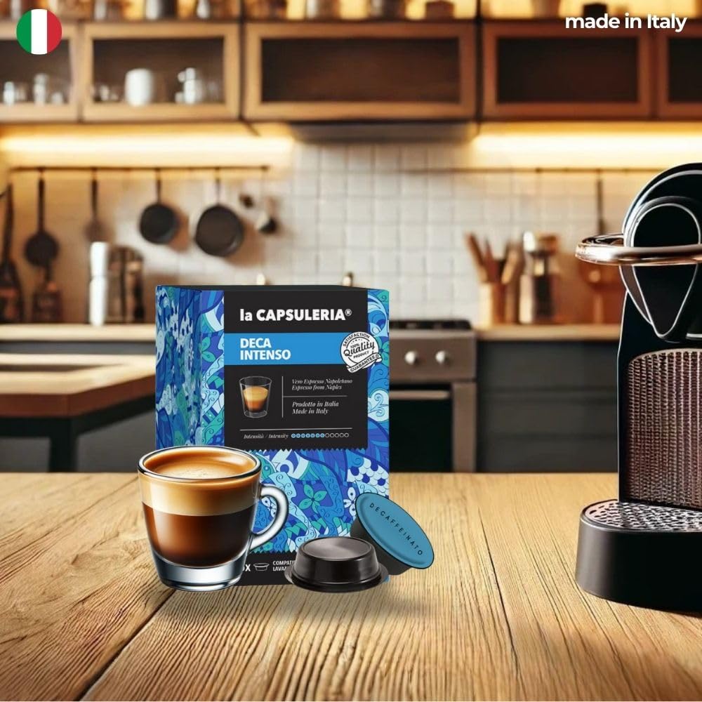 Caffè DECA, intenso (192 Capsule) compatibili con Lavazza A Modo Mio, 12 Box da 16 Capsule, gusto ricco e deciso, senza caffeina, espresso equilibrato da gustare in ogni momento (La Capsuleria)