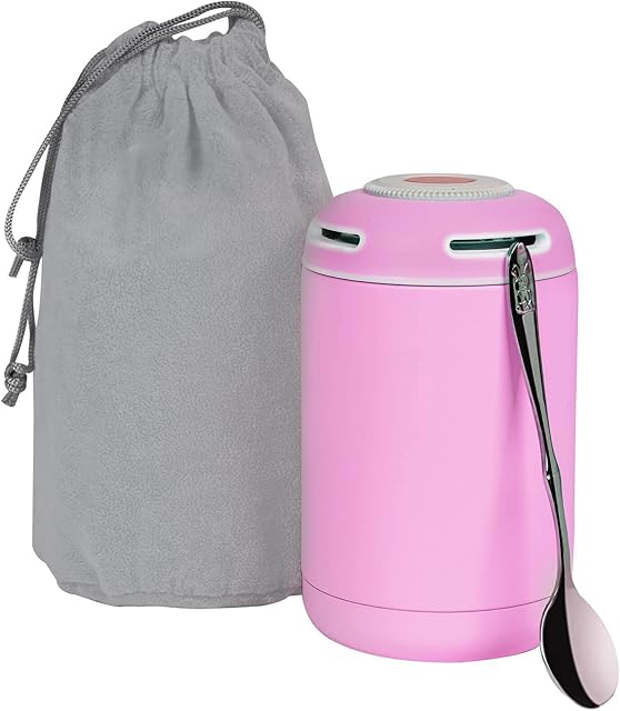 flintronic Food Flask | 460ml Vacuum Insulated Food Jar with Cleaning Brush,Spoon&Flask Protecting Bag | Leak Proof Stainless Steel BPA Free Food Container for Breakfast, Lunch, Work, Kids
