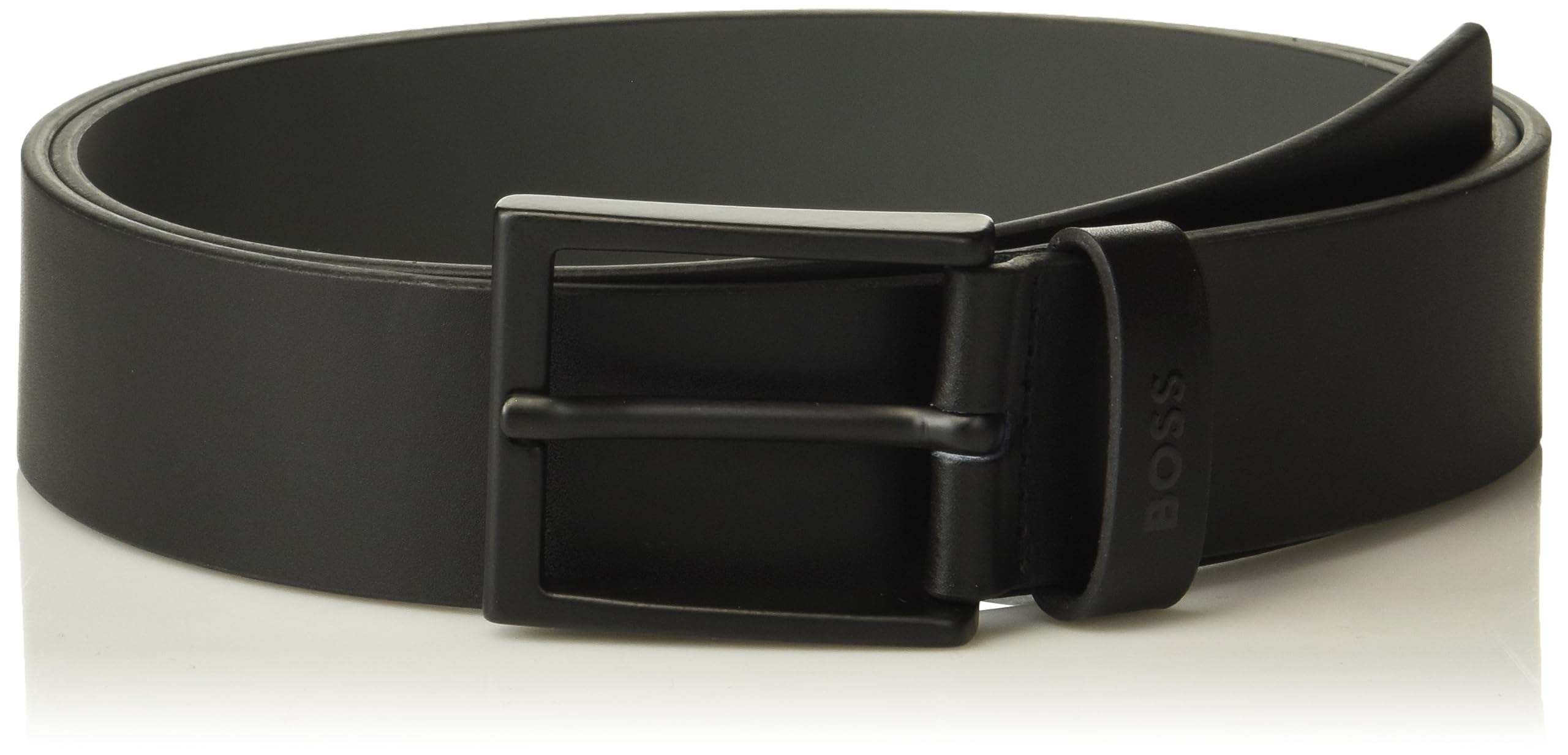 BOSS Timon Leather Belt with Branding on the Loop