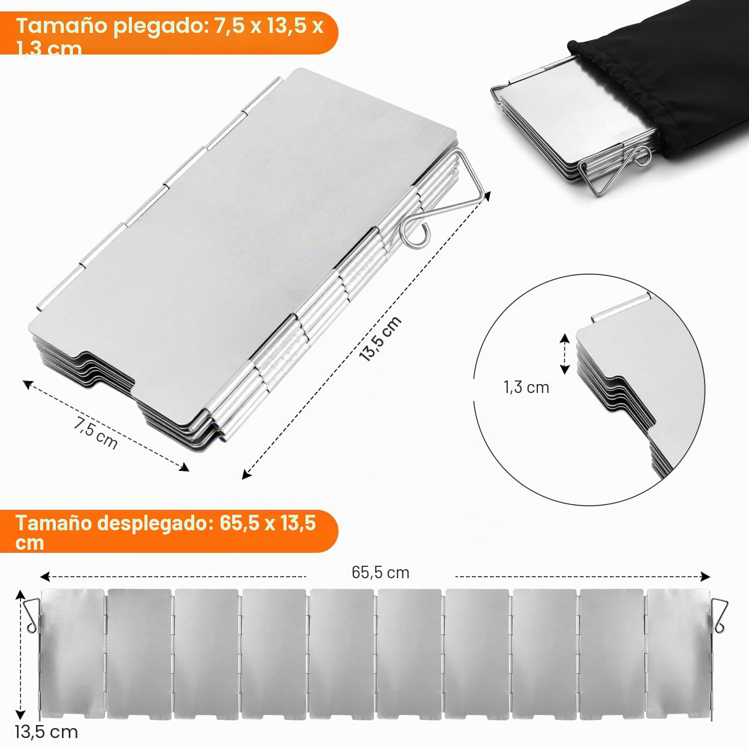 Odoland Hornillos Portátiles de Camping con Parabrisas Plegable, Mini Estufa Plegable de Acero con Encendido Piezoeléctrico, Hornillos de Gas Ultraligera para Camping Picnic Mochilero Senderismo