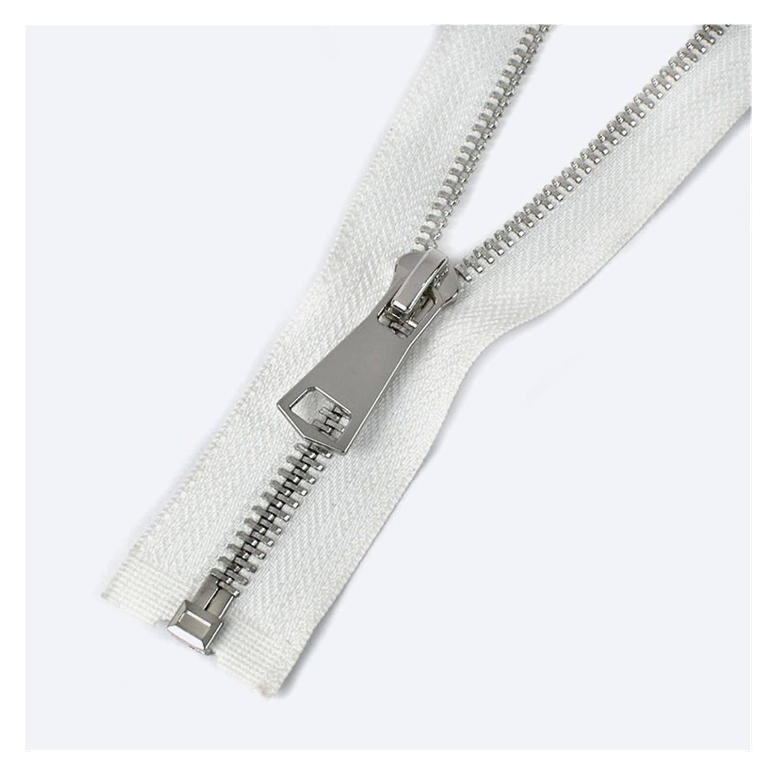 Zip， 60-150cm Sliders Sewing Jacket Coat Zippers Down Zips Repair Kit DIY(White Silver Single,80cm)