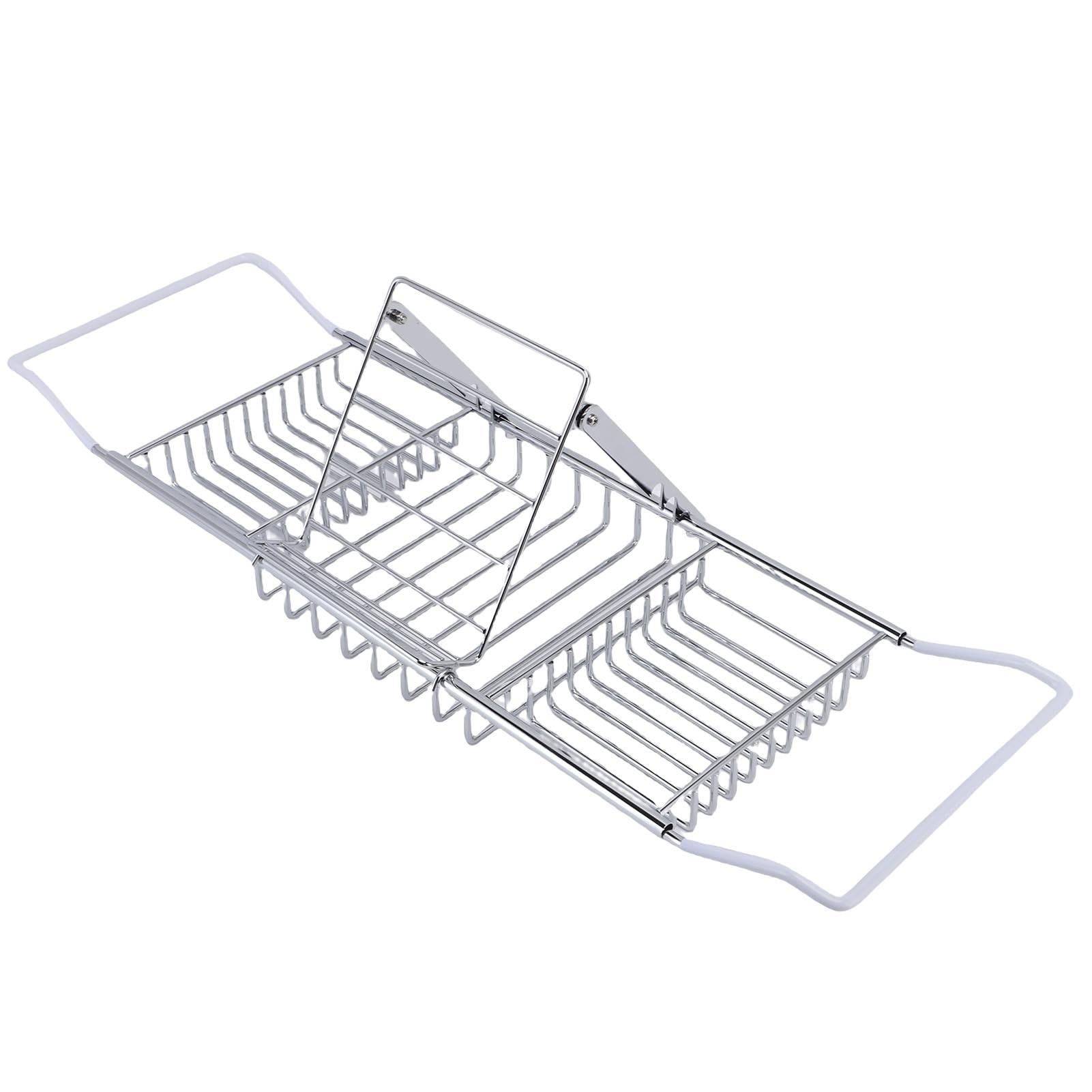 Bandeja para Bañera de Ducha, Estante Extensible de Acero Inoxidable para Elementos Esenciales de Baño, Diseño Ajustable de 25-38,4 Pulgadas (Plata)