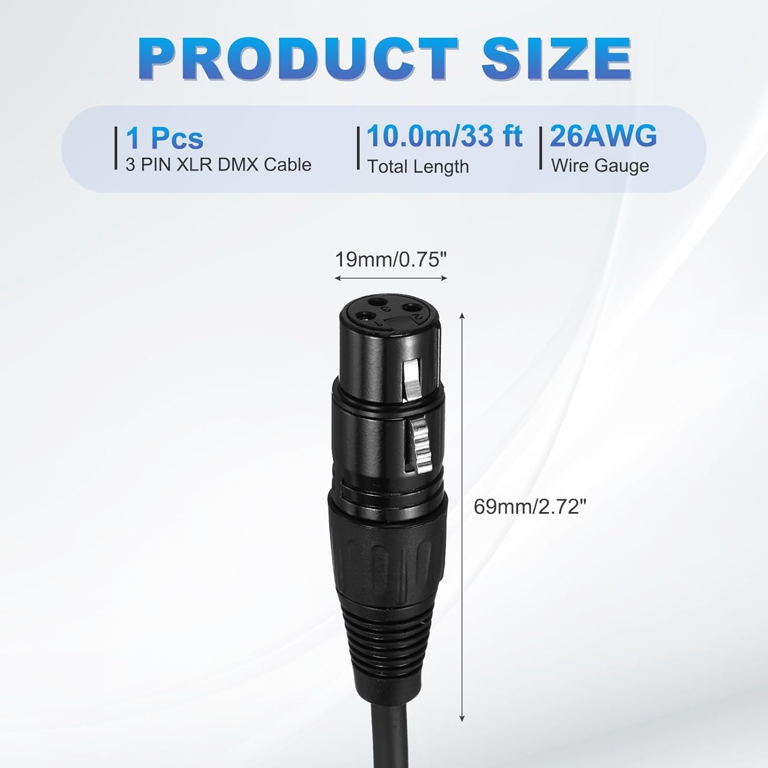 MECCANIXITY 3-Pin XLR Female to Female Mic Cable 33 ft XLR Female to Female Adapter Microphone Cable for Stage Studio Cable