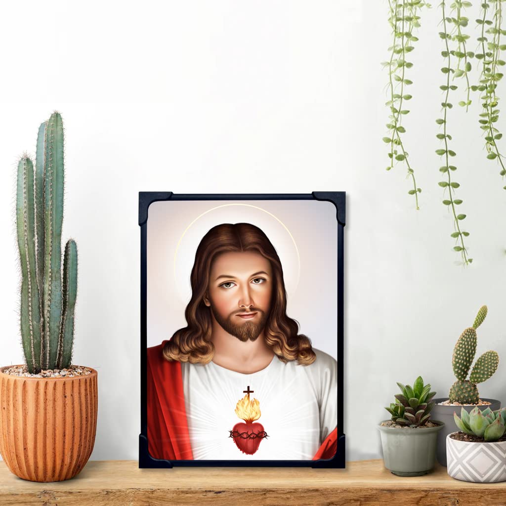 Christian Photo Frame Sacred Heart Jesus Design 4, Wall / Tabletop