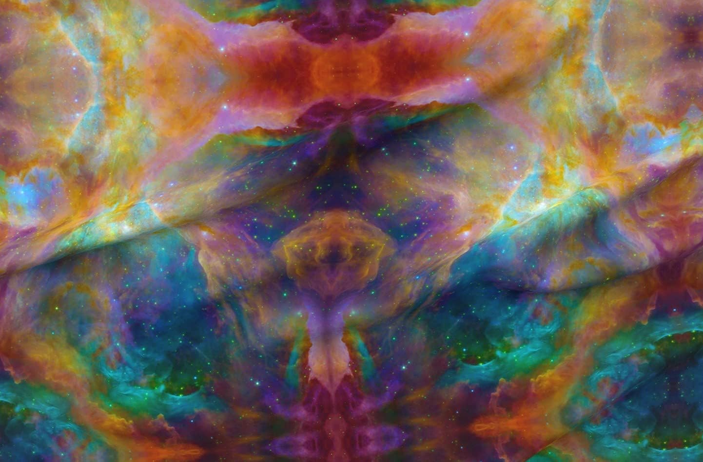 Spoonflower Fabric - Rainbow Galaxy Nebula Heart Sloth Printed on Organic Cotton Sateen Fabric by The Yard - Sewing Quilting Apparel Home Decor