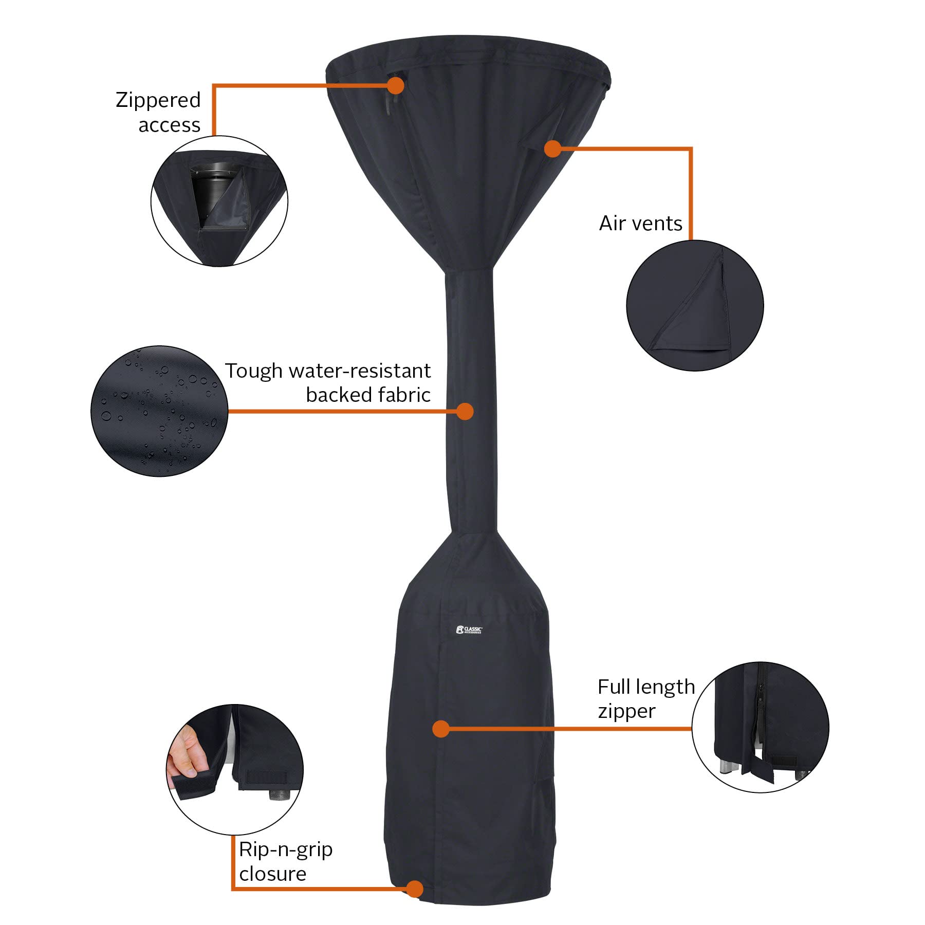 Classic Accessories 55-558-010401-00 Copertura per Stufa da terrazza, Nero, 35,56 x 15,24 x 40,64 cm