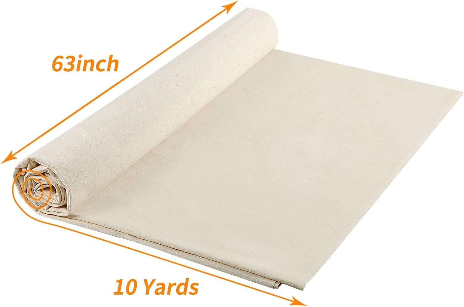 100% Cotton Muslin Fabric: 10 Yards x 63" Natural Color Muslin, 100% Cotton Fabric, Natural Unbleached, for Sewing Draping Material