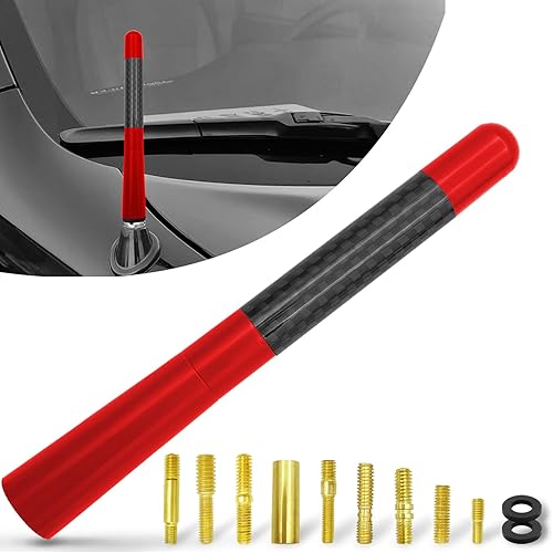 4.7 Inch Short Automotive Antenna, Car Radio Antenna Mast Carbon Fiber, Vehicle Replacement Short Antenna, AMFM Radio Compatibility, Car Wash Safe,