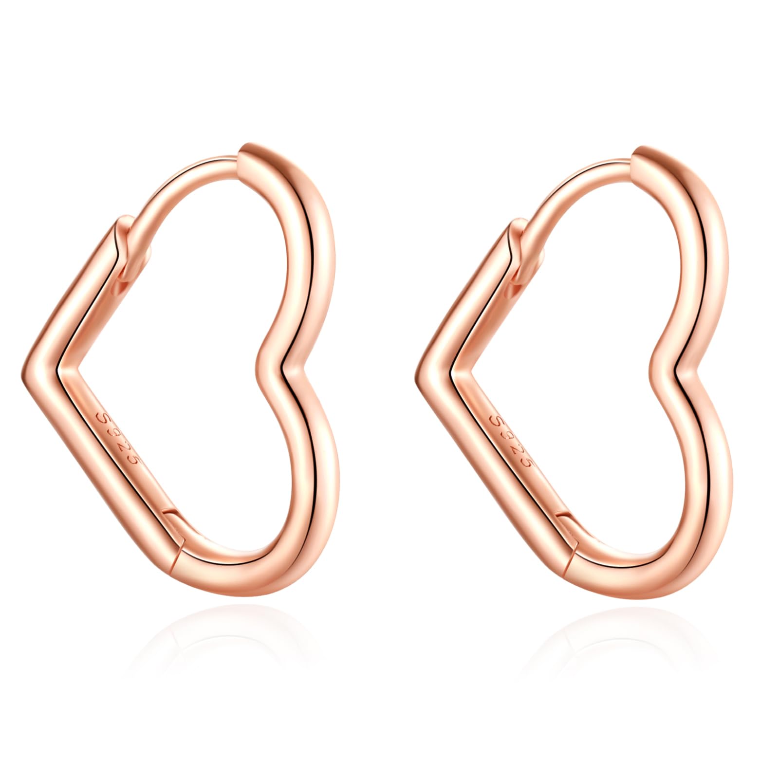 Jrêveinfini Jrêveinfini Corazon Pendientes Aro Mujer Plata de Ley 925, Originales Pendientes Aro Hipoalergenicos Mujer Niña con Caja de Regalo, 3 Colores en Plata/Oro/Oro Rosa
