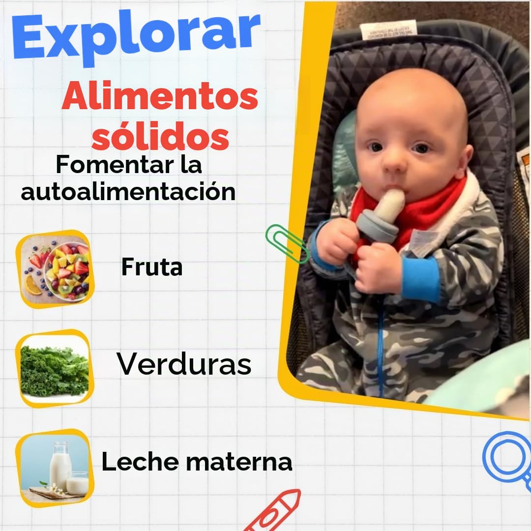 Chupete alimentador de frutas para bebés, comedero de silicona para alimentos para bebés, moldes para congelar paletas de leche materna para dentición de bebés y autoalimentación infantil