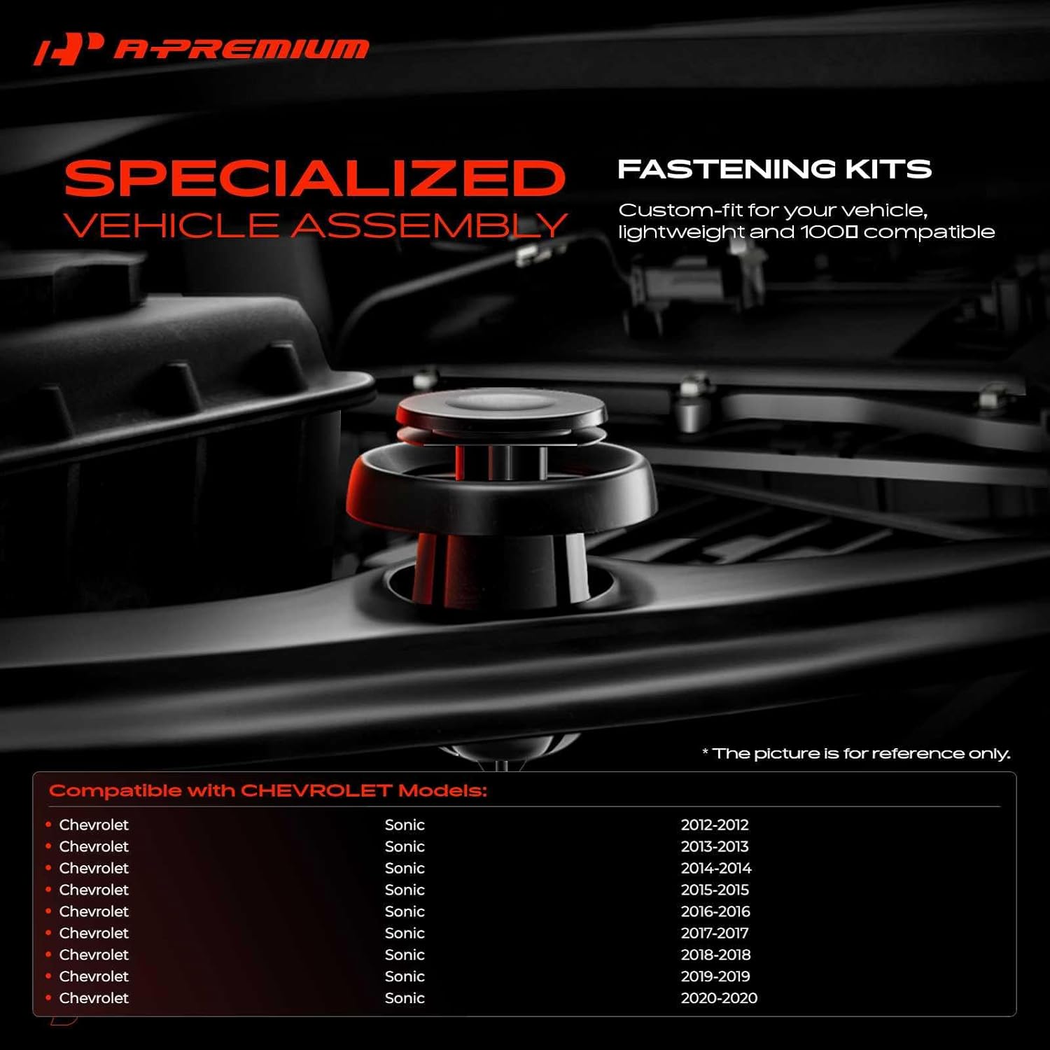 A-Premium 270PCS (27 Sizes/52 oz) Bumper Fender Retainer Clips Kit - Compatible with Chevrolet Sonic 2012-2020 - Hood Door Trim Panel Push Pin Plastic Nylon Rivet Fastener Set, w/Removal Tool