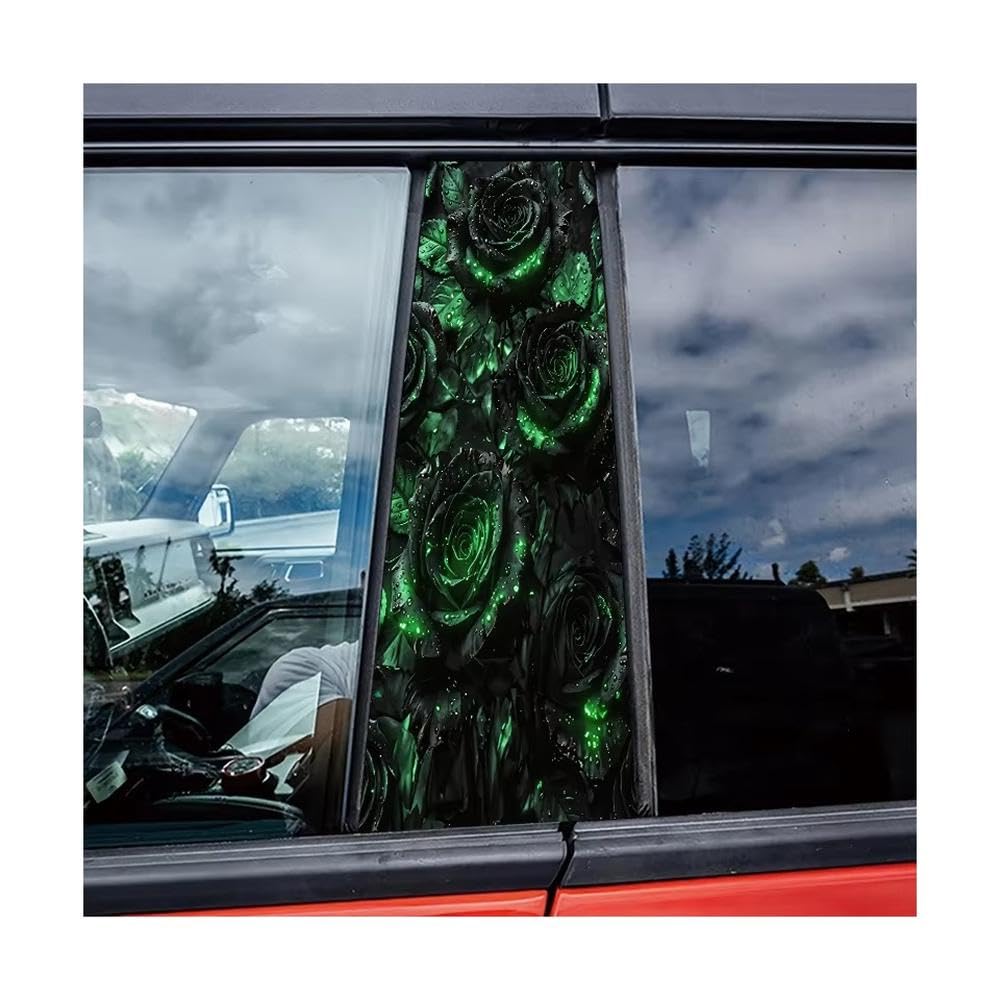 Bertdcx One Color Door Pillar Window Trim Anti Scratch Sticker Glowing Dark Rose Glossy Material Protective Film Auto Parts