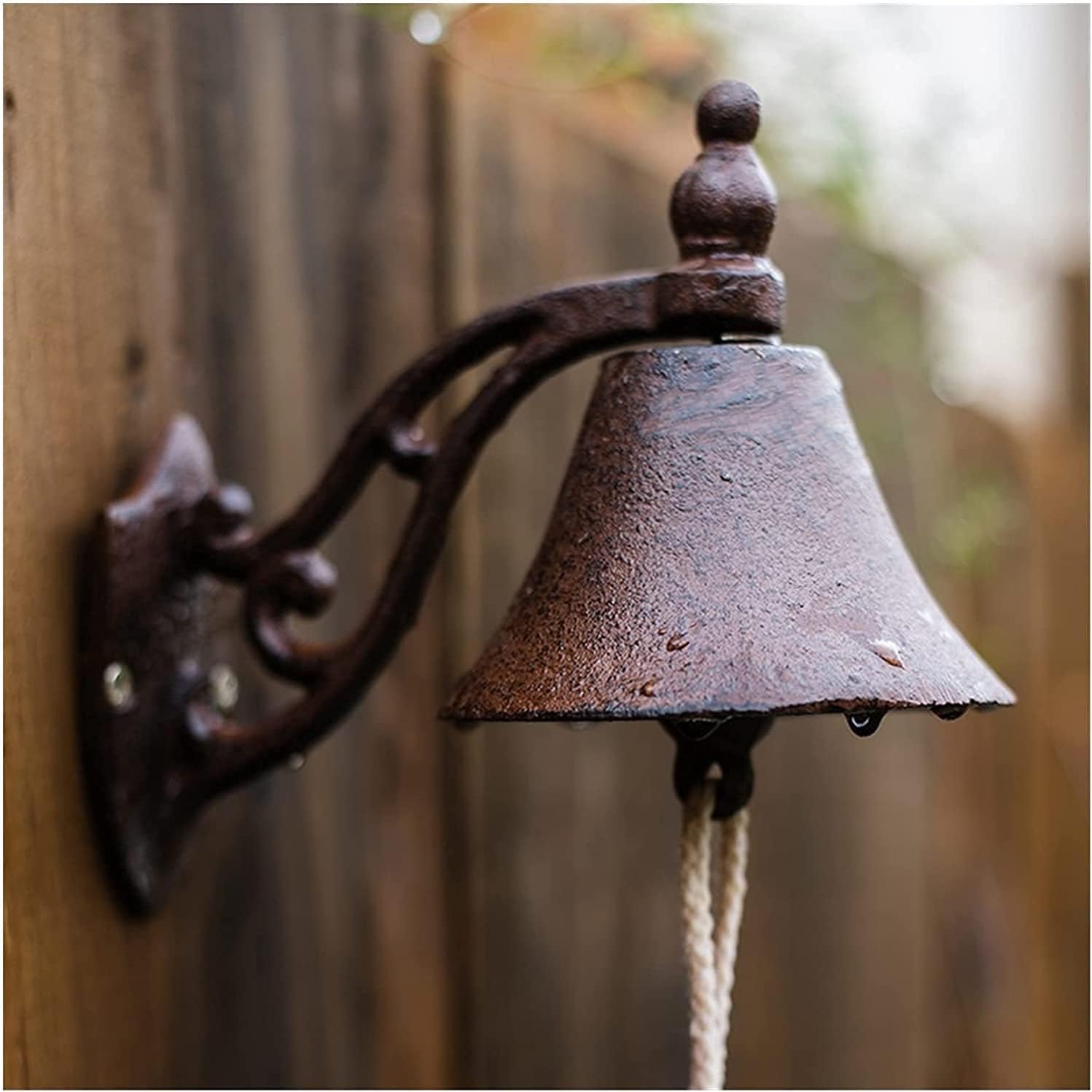 Rustic Cast Iron Door Bell Wall Mounted Iron Door Ring Bell Country Doorbell Home Garden Decor Front Door and Garden for Indoor Outdoor Garden Yard Farmhouse