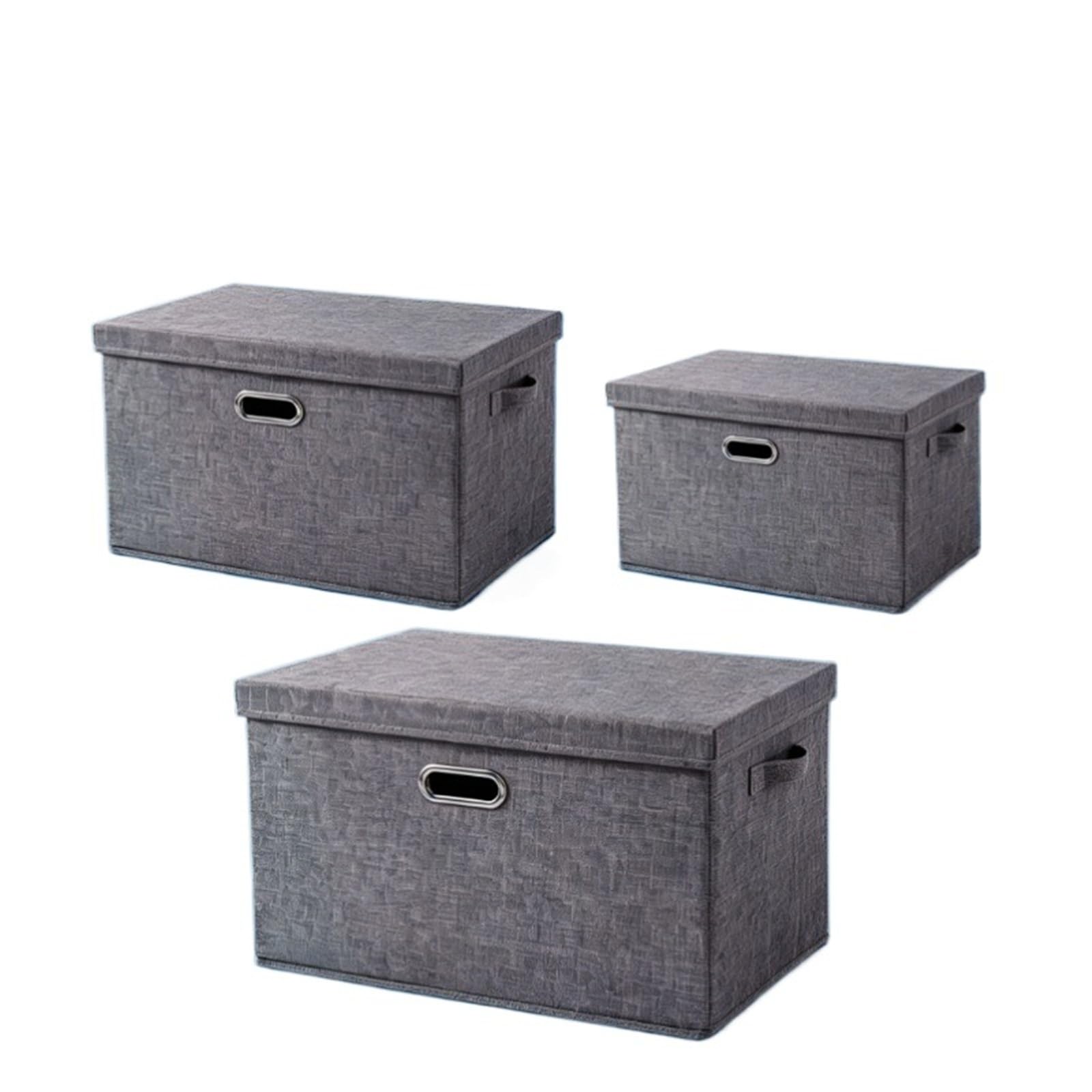 XILEUDUOD Clothes Storage Bins with Lids 3 Pack Lidded Cube Storage Bins