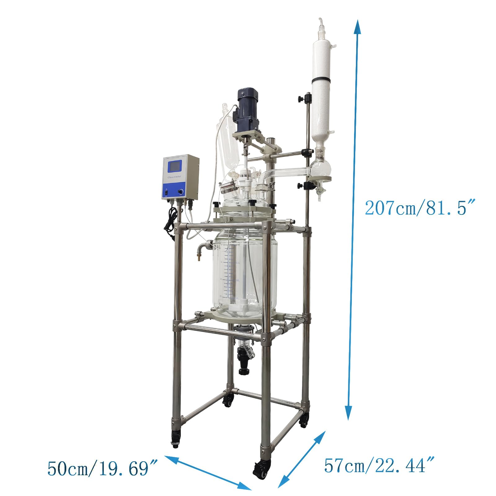 WYDDDARY 20L Glass Reactor Chemical Lab Jacketed Glass Reactor Vessel Double-Layer Glass Digital Display Vessel for Chemistry Reaction Distillation 110V 120W