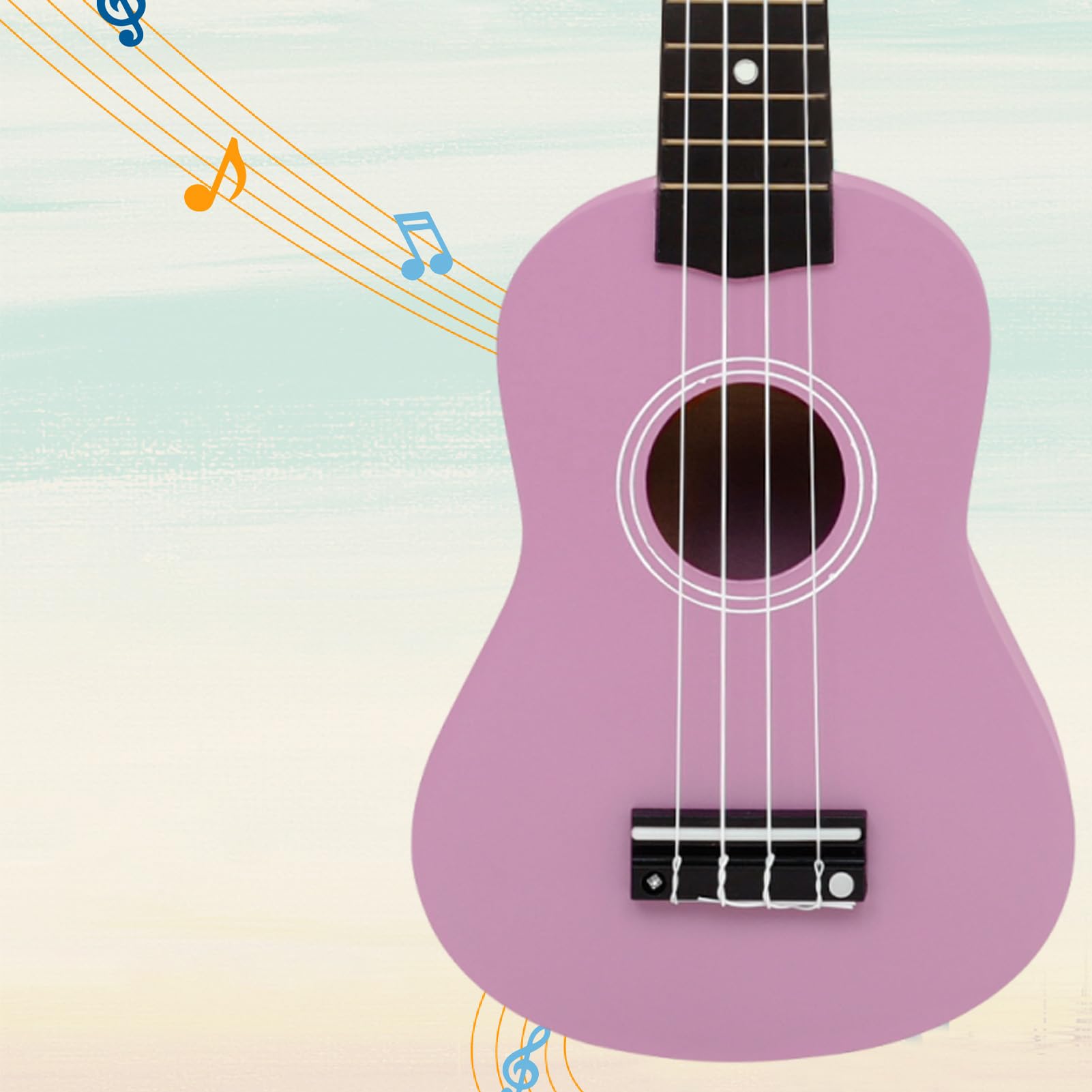 Generic Bunte 21-Zoll-Ukulele für Anfänger mit Stimmgerät, Kapodaster, Plektren und Gigbag, Lindenholz-Ukulelen-Starterset für Erwachsene und Kinder (PINK)