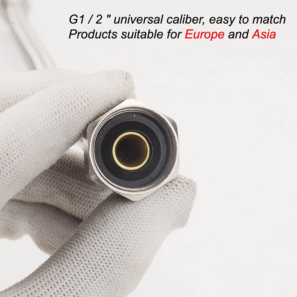 ALYHYB Par de 1/2 "x 1/2" BSP Cuenca de Cocina Monobloc Mezclador Conector Tubos de Manguera, Tubo Interno de Goma EPDM, Tubo Trenzado de Alambre de Acero Inoxidable, Longitud 16 Pulgada / 24 Pulgada
