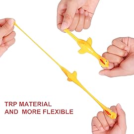Sumind 16 Pcs Finger Slingshot Rubber Chicken Flying Chicken Flick Silly Chicken Novelty Party Activity Favor Fingers Stretchy Funny Christmas Birthday Goodie Bag Stuffers(Yellow)