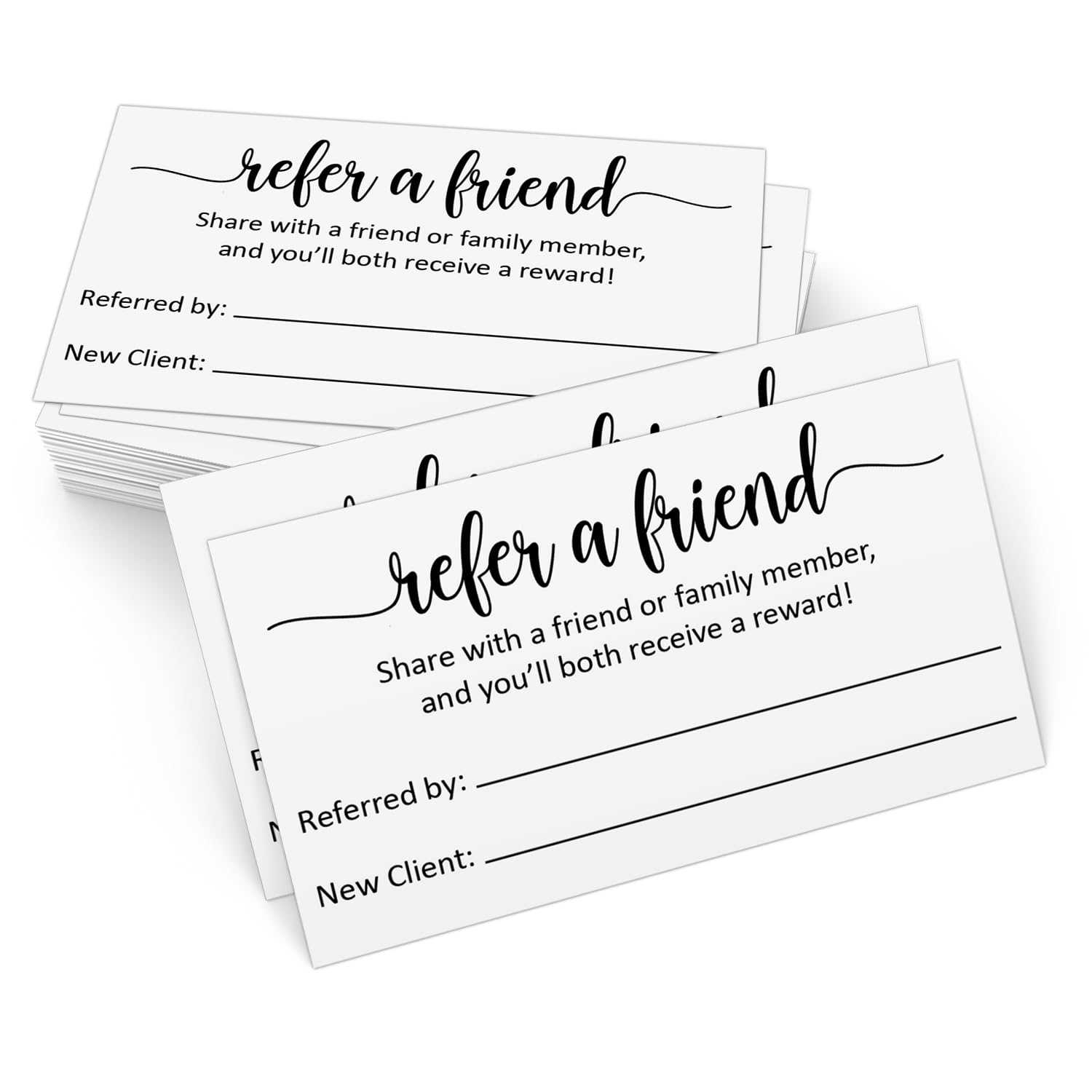 321Done Refer a Friend Cards, 3.5x2, Set of 50, White, Small Business