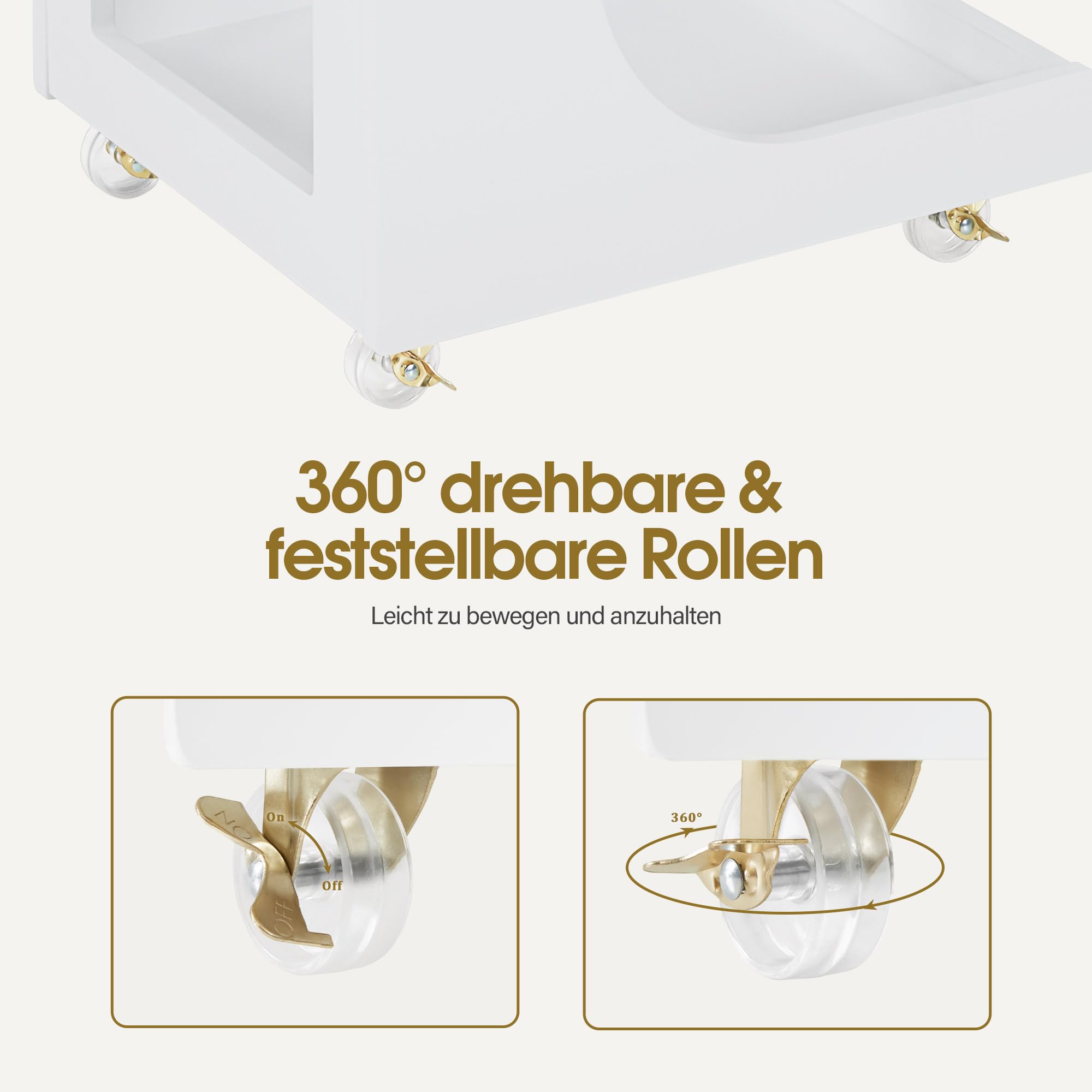 BarberPub Servierwagen mit Rollen Rollwagen Friseurwagen Weiß 44,5x40x87cm