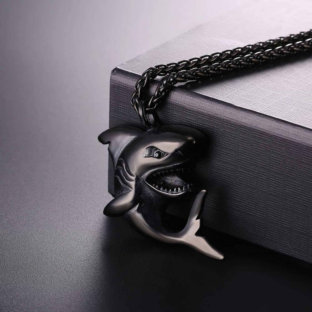 Unisex Shark Necklace for Boys, Girls, Men, Women - Black Stainless Steel Chain with Shark Pendant - Fashion Jewelry Gift for Birthday, Christmas - Image 5