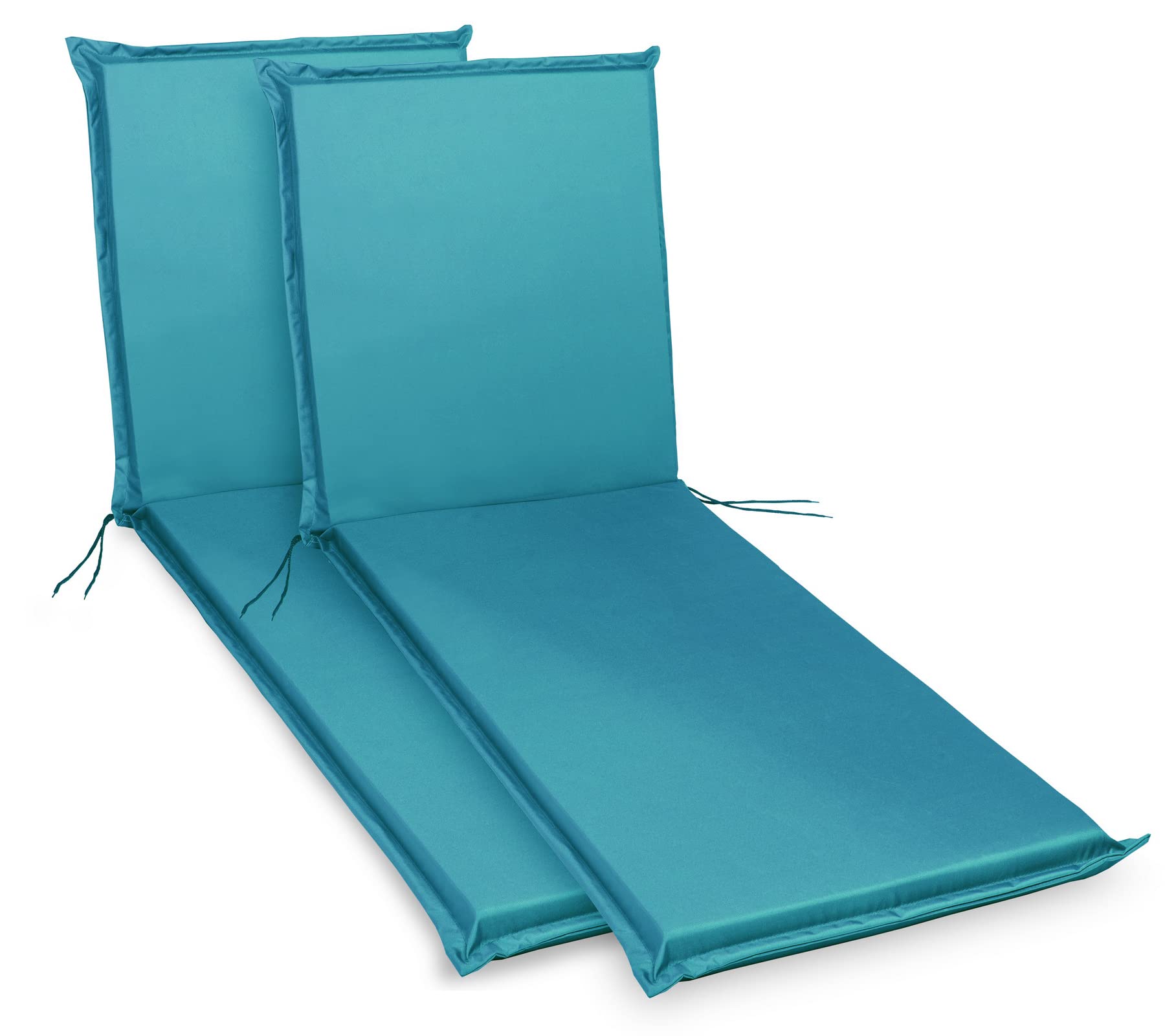 sunnypillow 2 poduszki na leżaki 190 x 60 cm, bardzo grube poduszki na meble ogrodowe, 9 cm, nadają się do prania, wodoszczelne | poduszki na leżaki ogrodowe, leżaki do opalania, poduszki | niebieskie