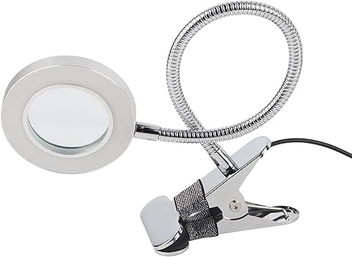 Miniatura 9 de ZJchao Lámpara de aumento de luz fría 2.5X, luz LED USB de belleza con clip de tubo de metal brazo oscilante para manicura de cejas y extensión de