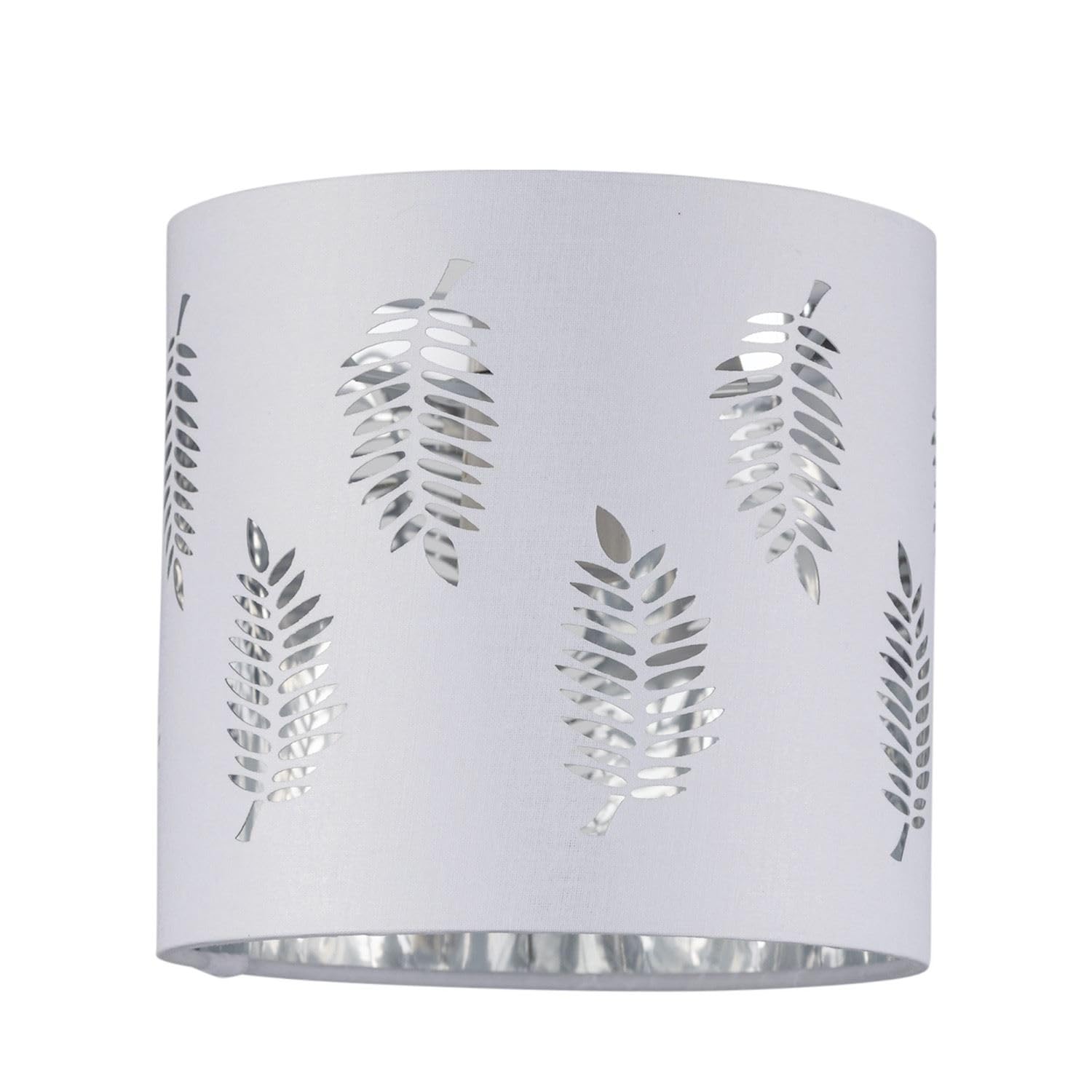 Firstchoicelighting White Table Lamp Shade, Lampshade For Table Lamp Or Bedside Light, Fern Leaf Cut Out Design, Diameter 15Cm