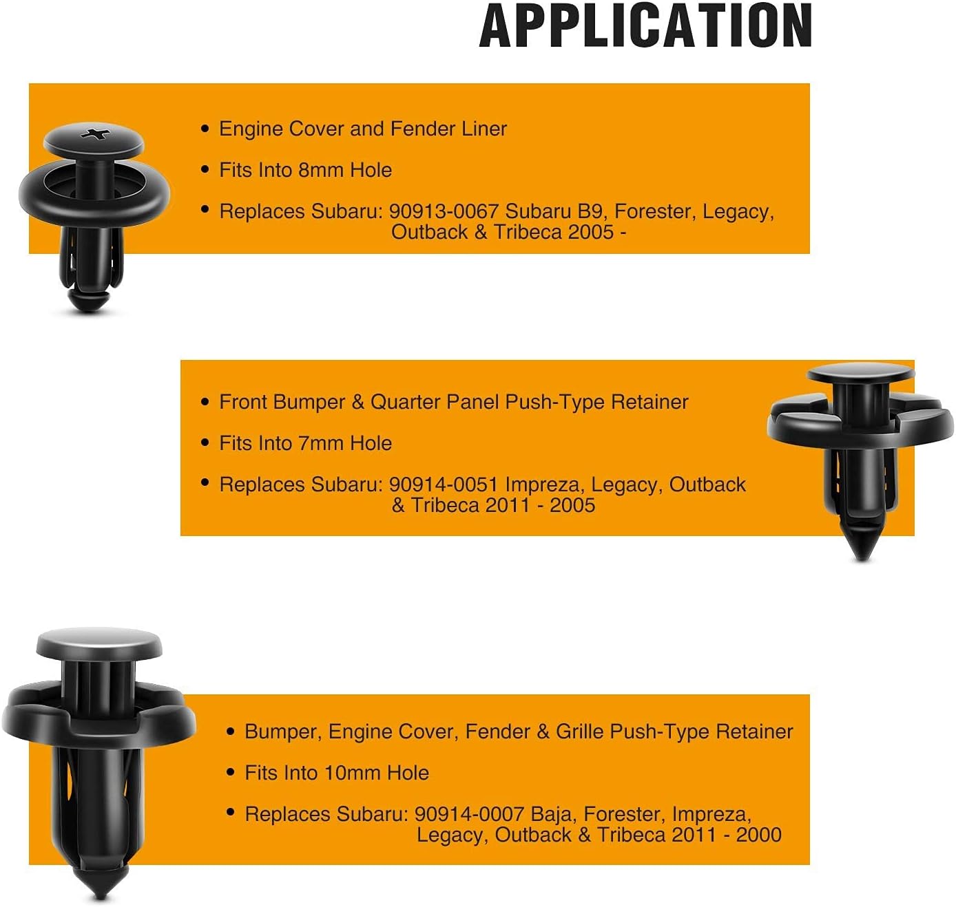 60Pcs Grille Clips Push Type Retainer for Subaru Replace909140007 fit