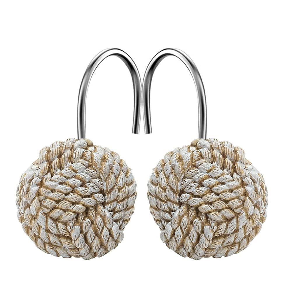 Home Decorative Shower Curtain Hooks Seaside Off-White Nautical Metal Shower Curtain Hangers Bathroom Accessories