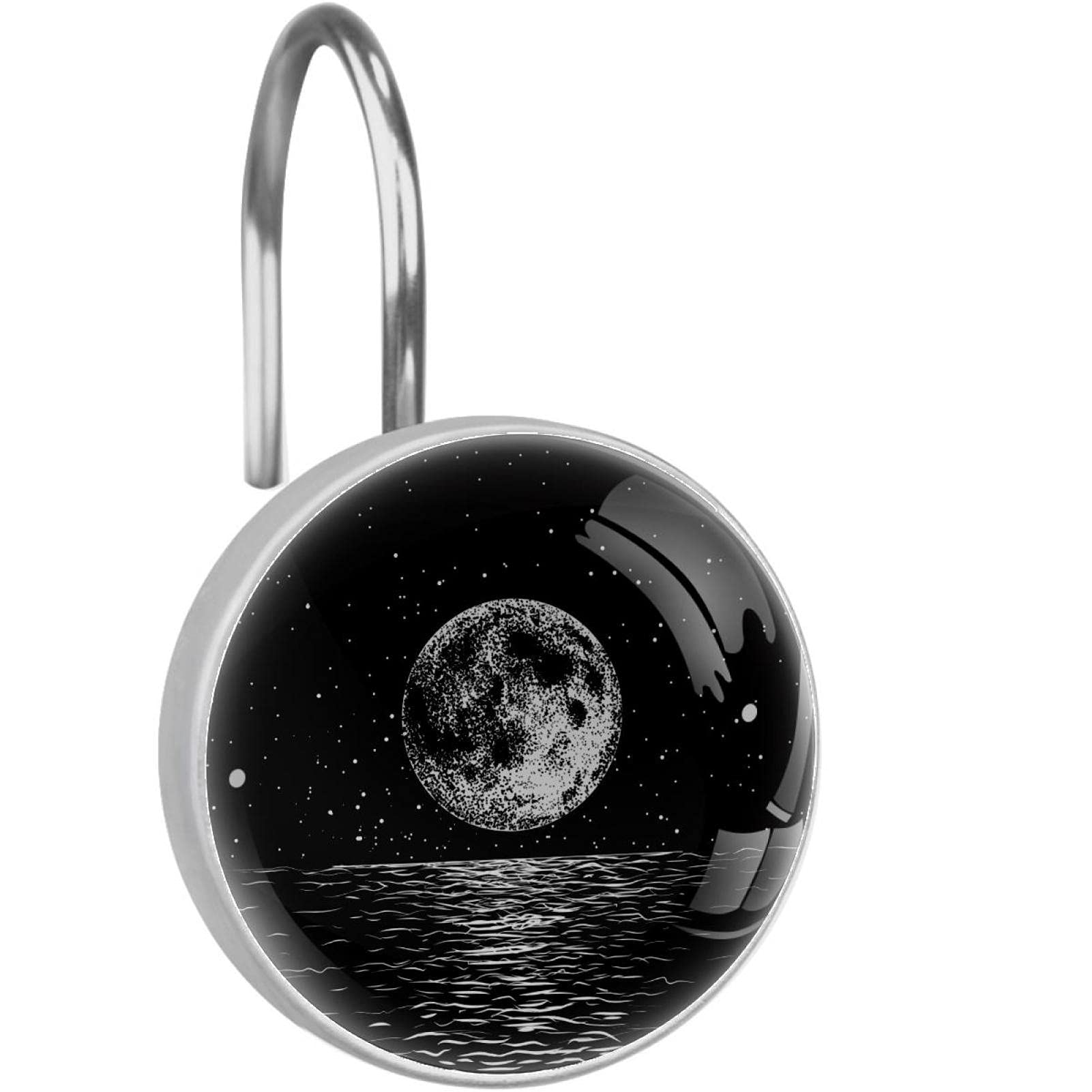 Crochets pour rideau de douche en acier inoxydable et design lune haut de gamme