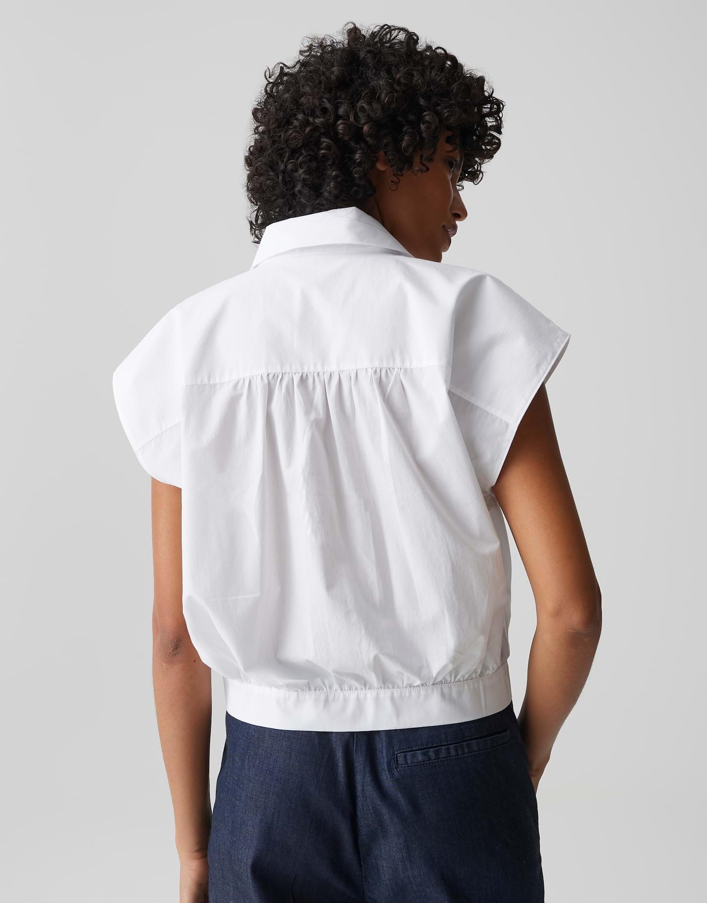 OPUS Damen Kurzarmbluse | Kurzarmbluse aus Baumwoll Popelin Regular Fit