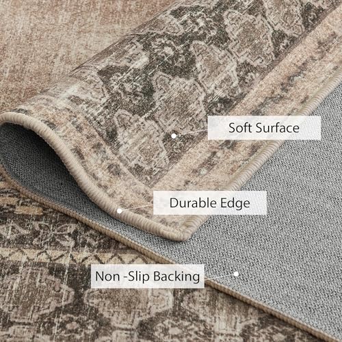 Tapete decorativo lavable marrón 5'x8' NICETOWN miniatura 5