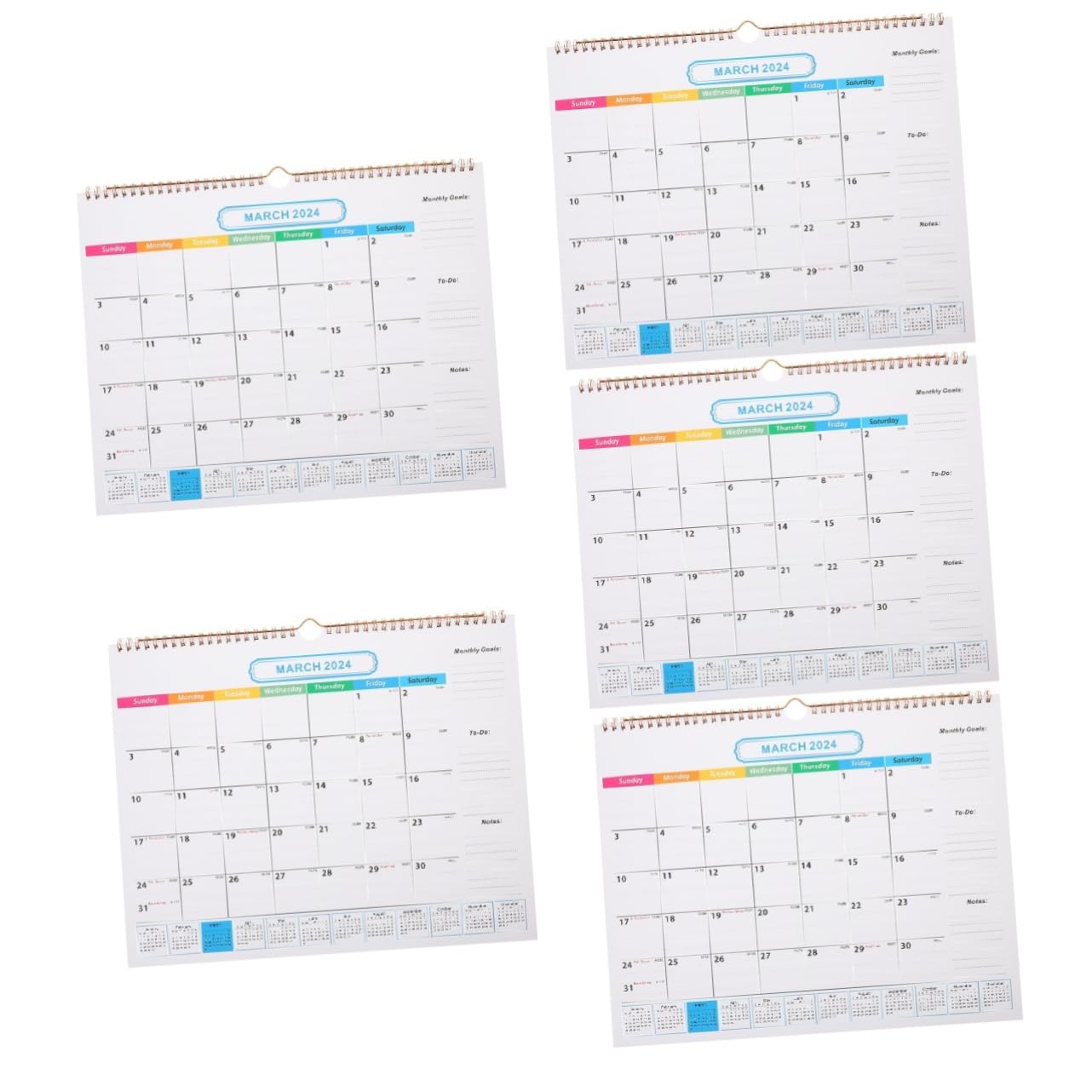 STOBOK 5stücke Tearable Monatskalender Wandkalender Mit Spiralbindung Für Zuhause Monate Praktischer Terminplaner Für Familie Und Büro