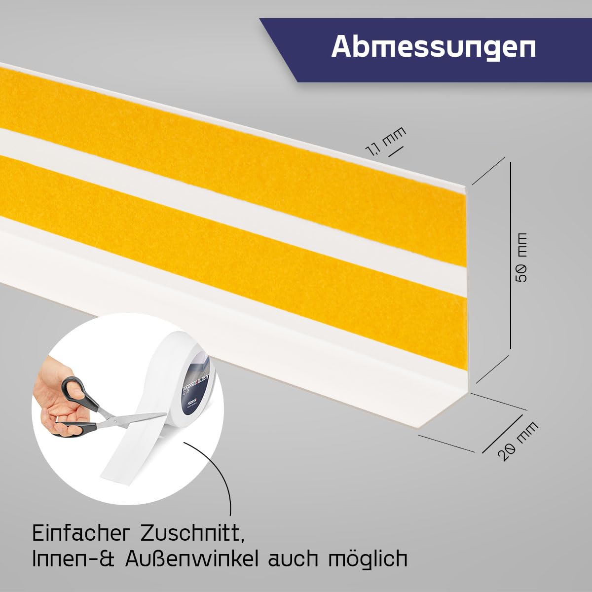 HOLZBRINK Weichsockelleiste selbstklebend PVC 50x20mm 25m Weiß