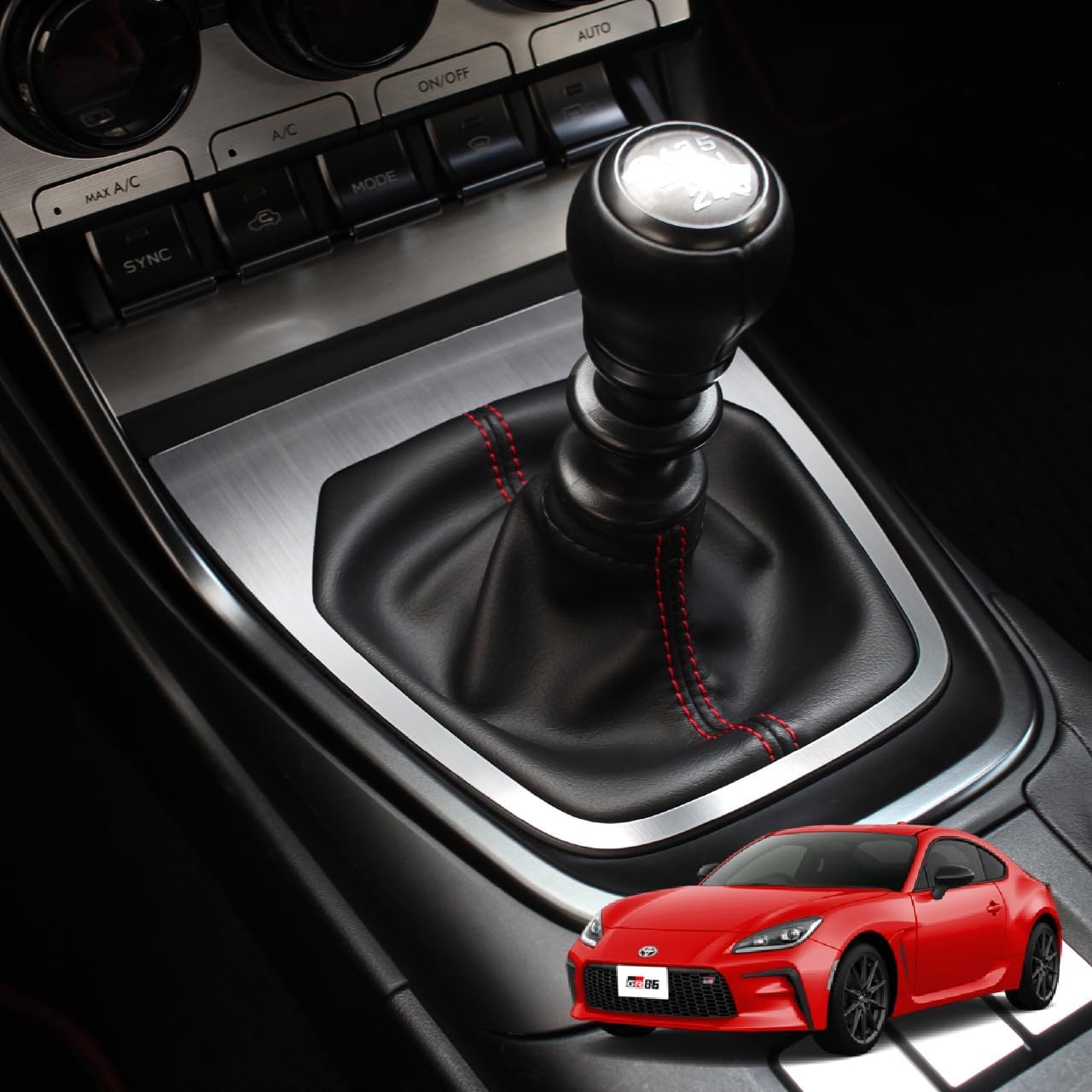 BARZA GR86 Shift Lever Bezel for MT – Brushed Finish Acrylic Resin Interior Trim, Vehicle-Specific Custom Part for Toyota GR86 (ZN8) 2021-2026, Made in Japan