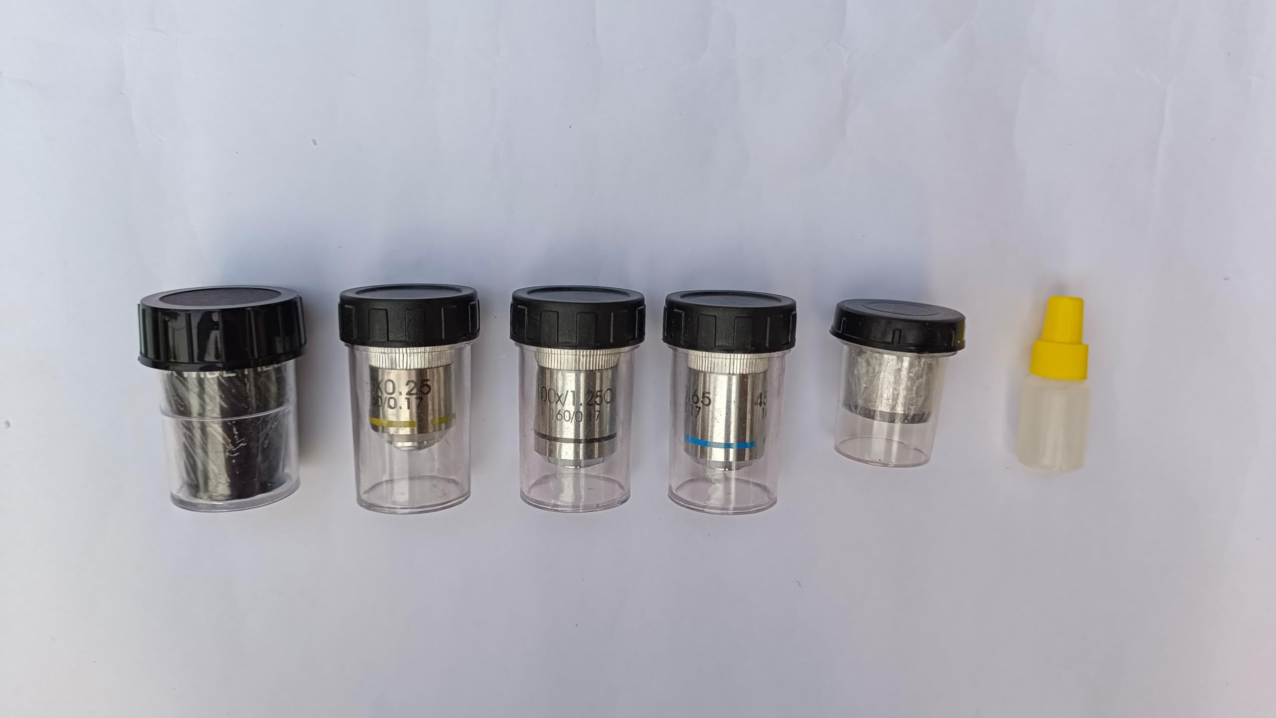 WKM Microscope Lens Optics Set – Includes 3 Objective Lenses (10X, 45X, 100X Oil Immersion) & 2 Eyepieces (10X WF, 15X) for Enhanced Clarity