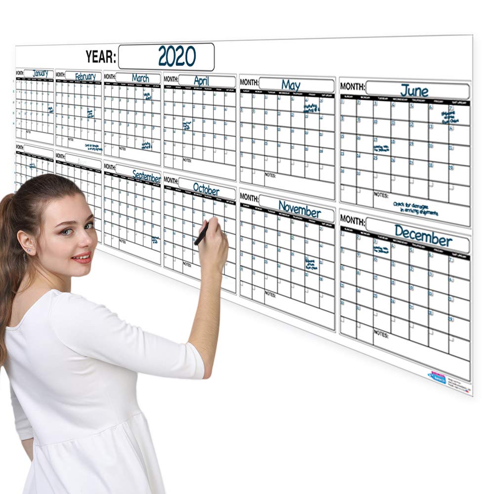 Amazon.com: Extra Large 12 Month Dry Erase Wall Calendar Planner &  Organizer 36x96 in Laminated Dry or Wet Erase Print Squares to Plan Your  Whole Year Perfect Sales Planning Office Conference Rooms