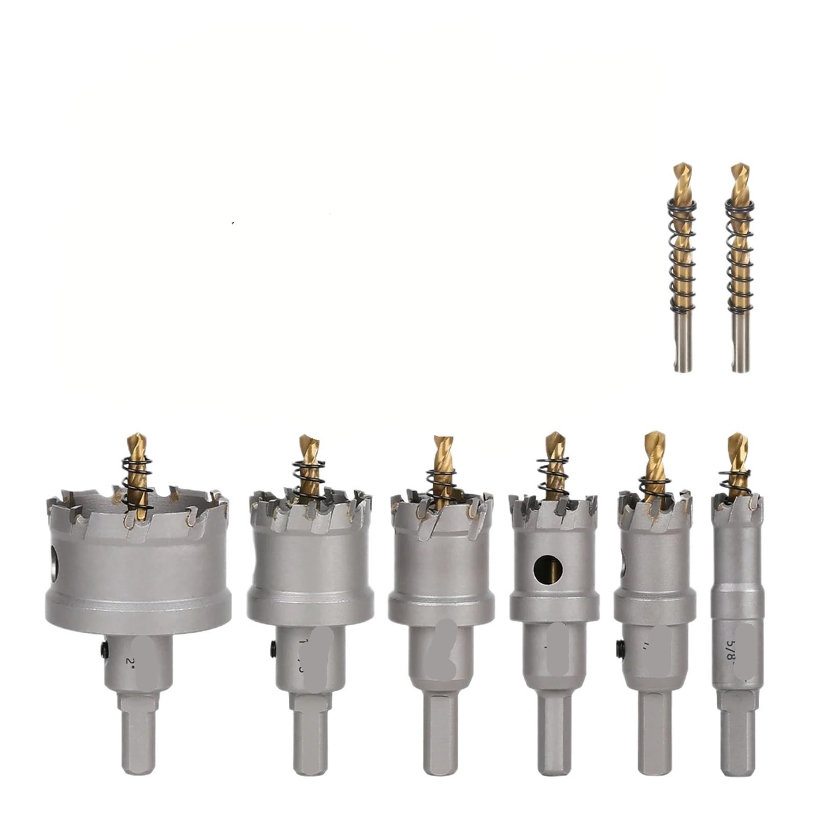 Kit De 6 Sierras De Corona De Carburo TCT Con 2 Brocas For Metales Duros Como Acero Inoxidable, Cobre, Hierro Y Aleación De Aluminio.