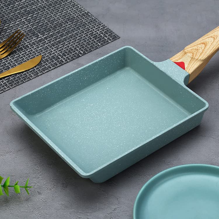 Image of HARI Japanese Tamagoyaki Egg Pan (8 x 6 Inch) | Non-Stick Omelette Pan | Rectangular Frying Pan for Egg Rolls, Omelettes, Pancakes, Sandwiches, Breakfast & Kitchen Cooking (Blue)