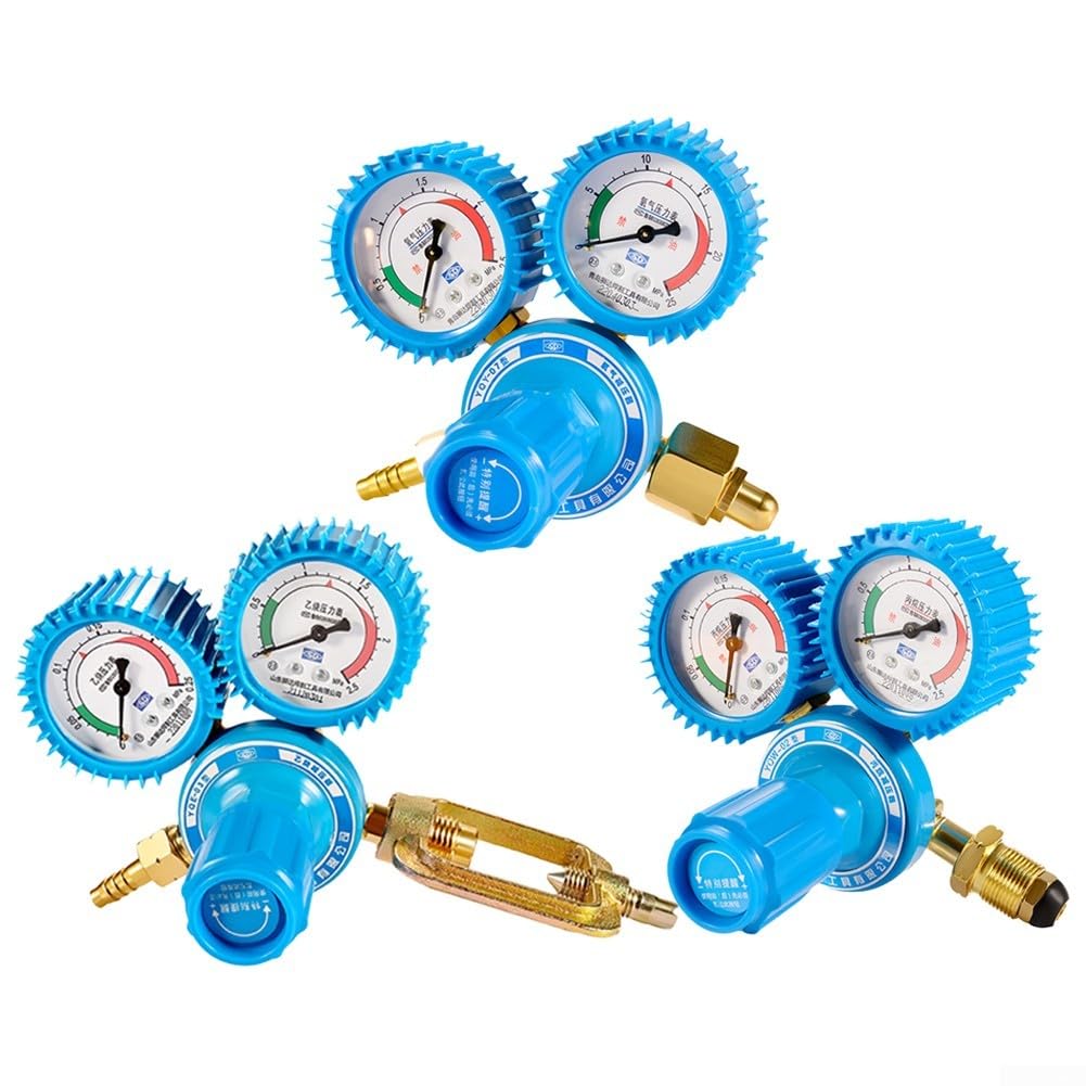 Régulateur de gaz multifonction pour oxygène, acétylène et propane avec manomètre résistant aux chocs pour usage industriel (compteur d'oxygène)