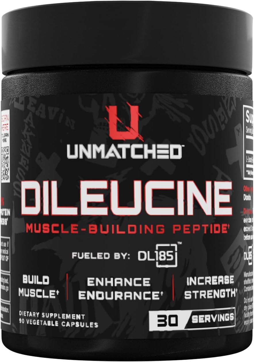 UnmatchedDileucine Amino Acid Peptide | Fueled by DL185 | Accelerate Protein Synthesis, Muscle Growth, & Recovery | 90 Vegetable Capsules, 30 Servings