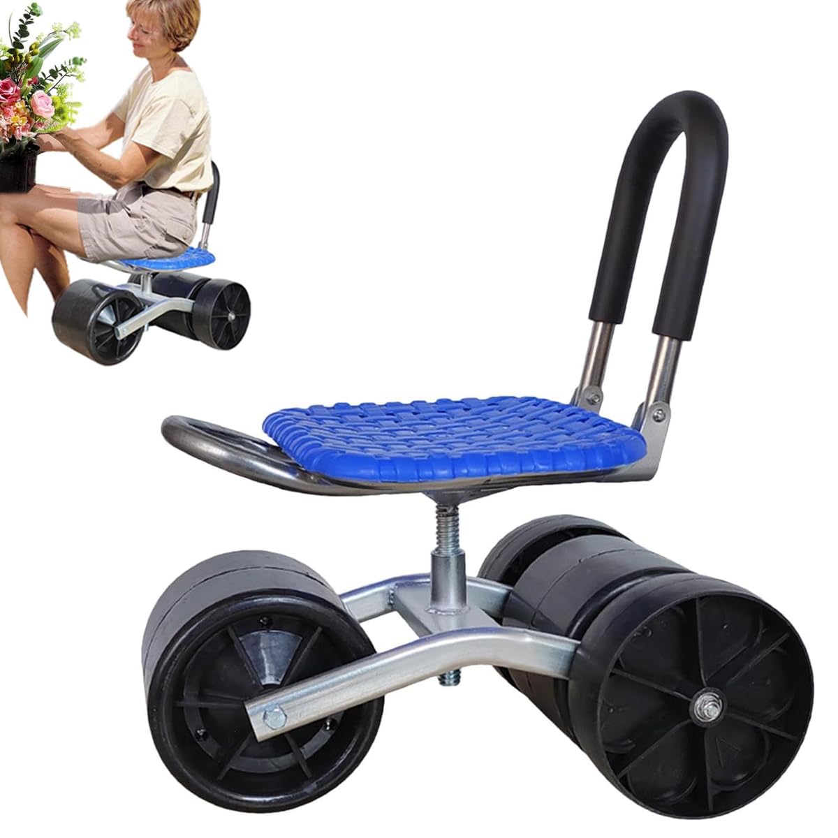 ガーデニングチェアー草むしり座ってむしれる道楽用背もたれ付き二輪車