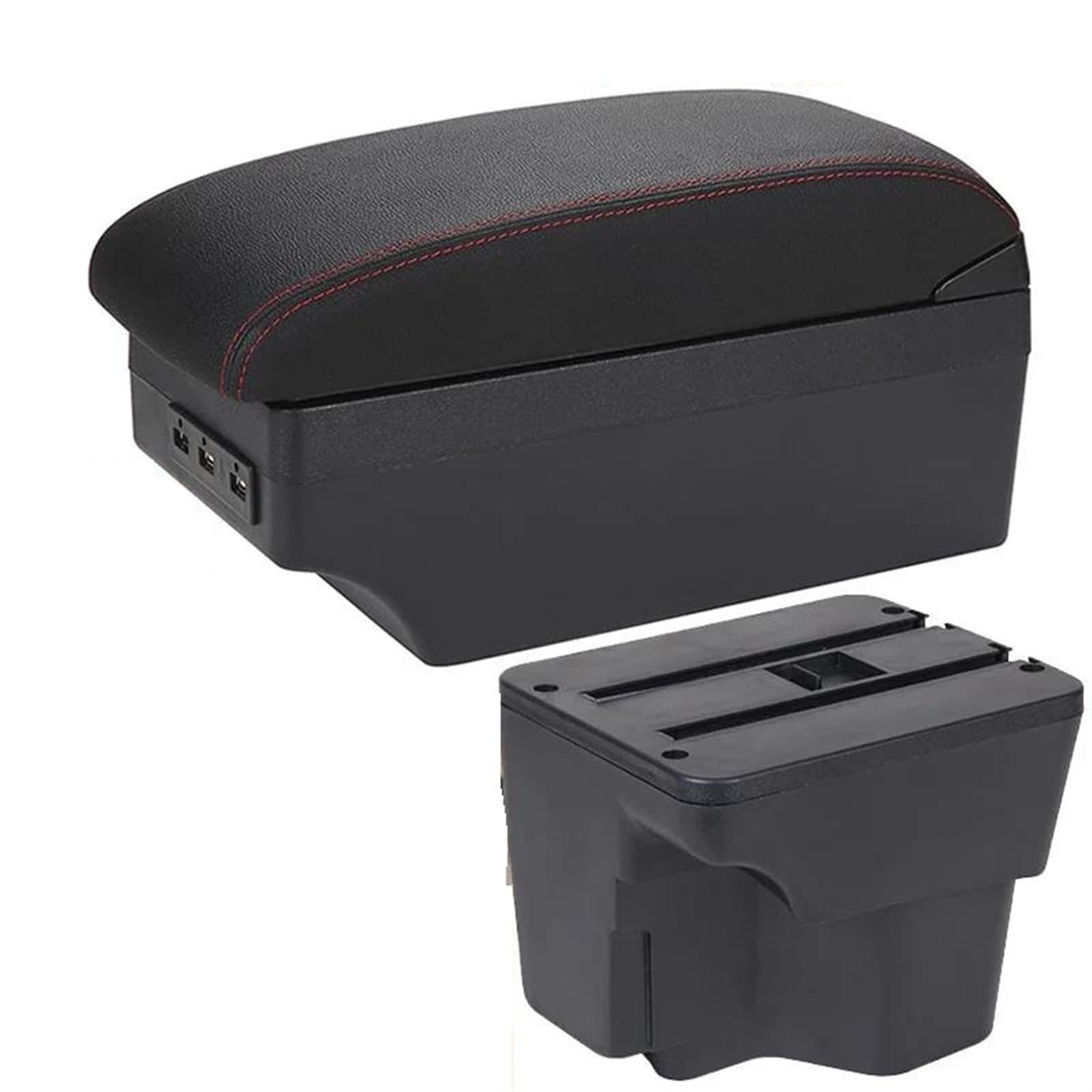 NOHEEU Center Console Armrest Storage Box For Rio 3 2011-2016 Car Interior Parts Modification Accessories(A1 Black red 7USB)
