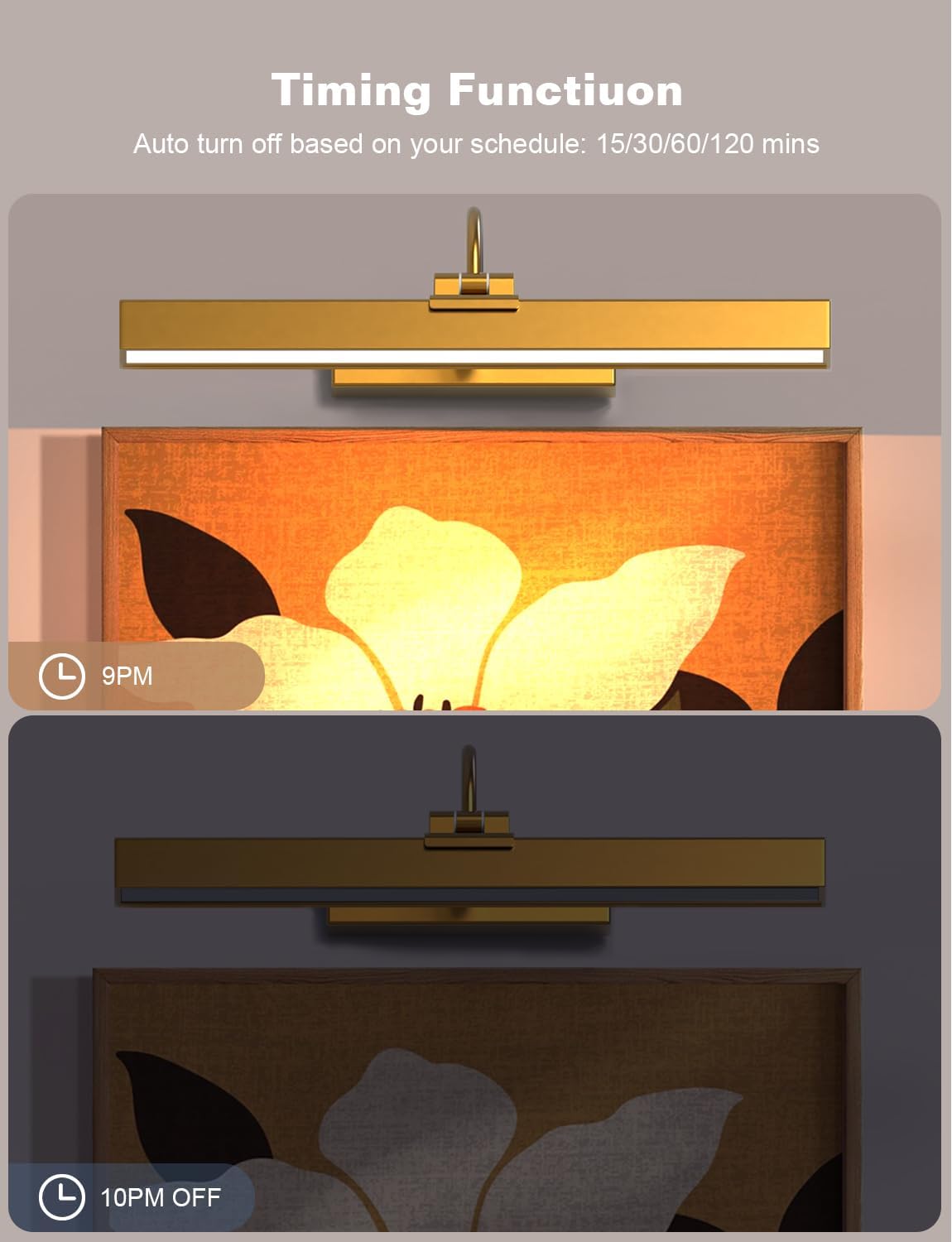 Picture Lights for Wall Battery Operated, 15.7" Cordless Rechargeable LED Wall Lights with 5000mAh, 3 Colors Dimmable Art Light for Paintings with Timer, Gallery Light with Remote for Poster, Frame