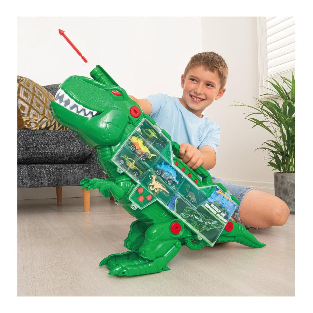 Teamsterz Beast Machines Transporter | Światło i dźwięk z miniaturowymi samochodami, Samochodami Dinozaurami i Figurkami Dinozaurów | Strzelanie do T-Rex z pociskami | 3 lata i więcej